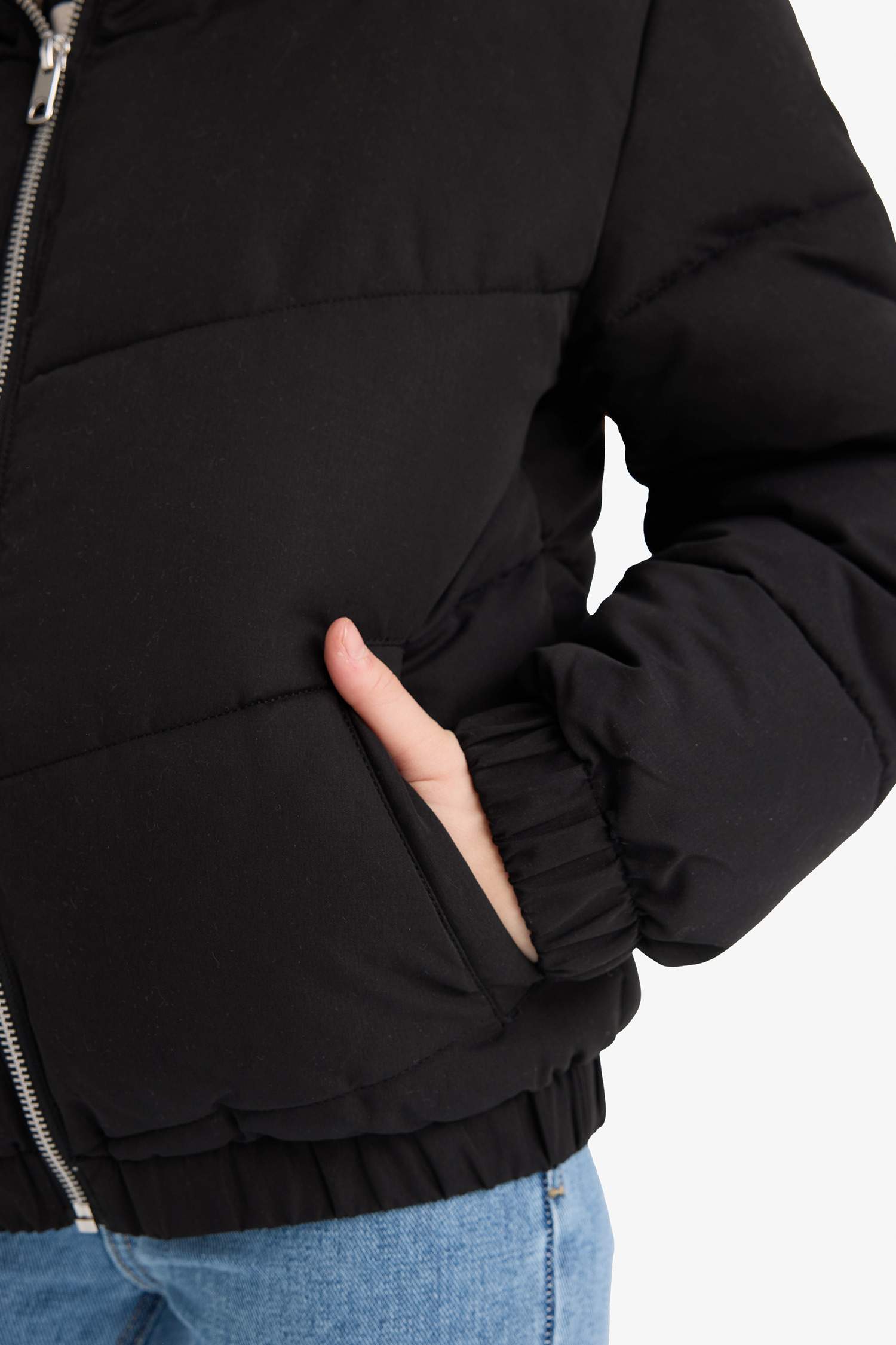 Kız Çocuk Pelüş Astar Fermuarlı Mont