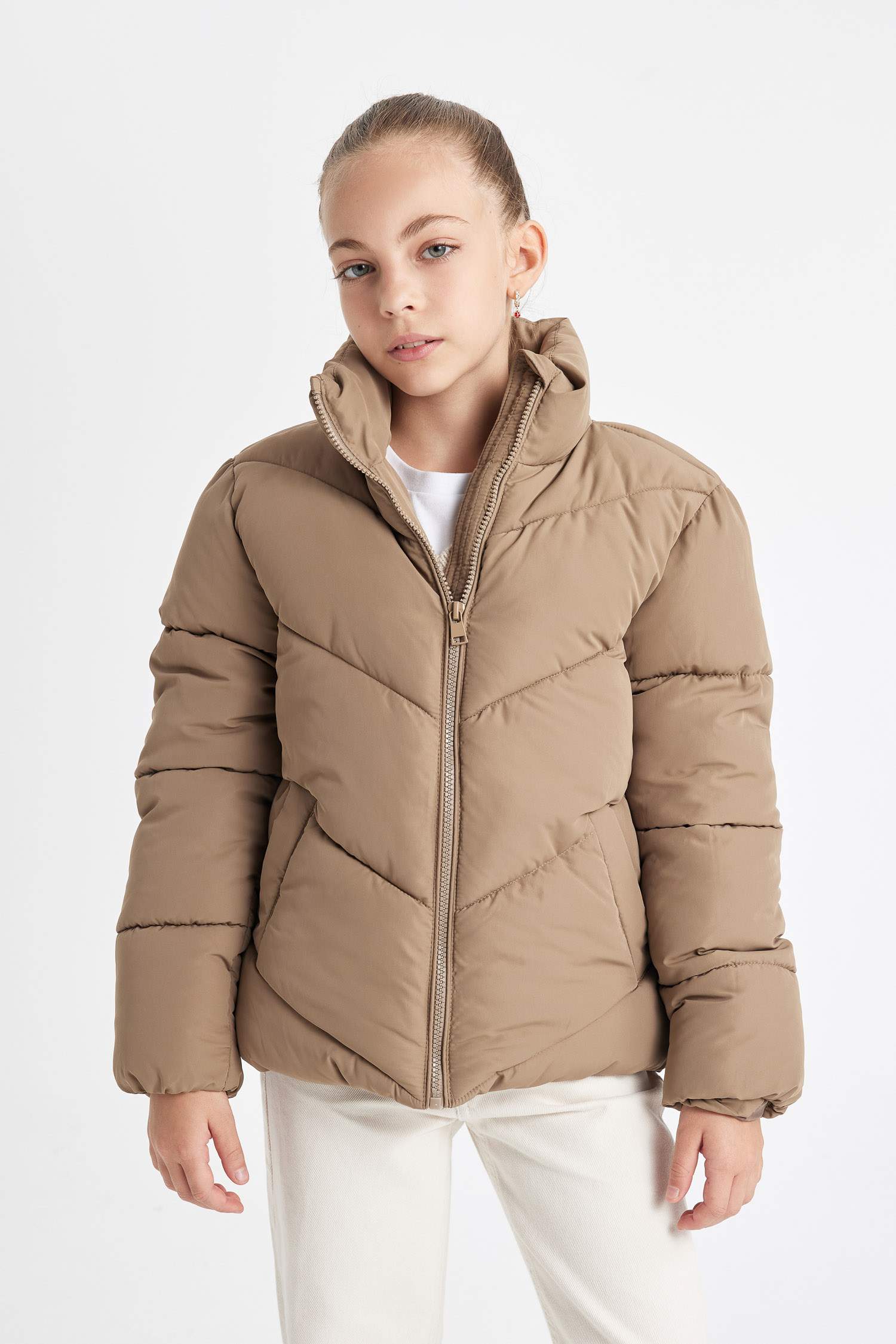 جاكيت دودون بناتي مقاوم للماء مبطن بالصوف