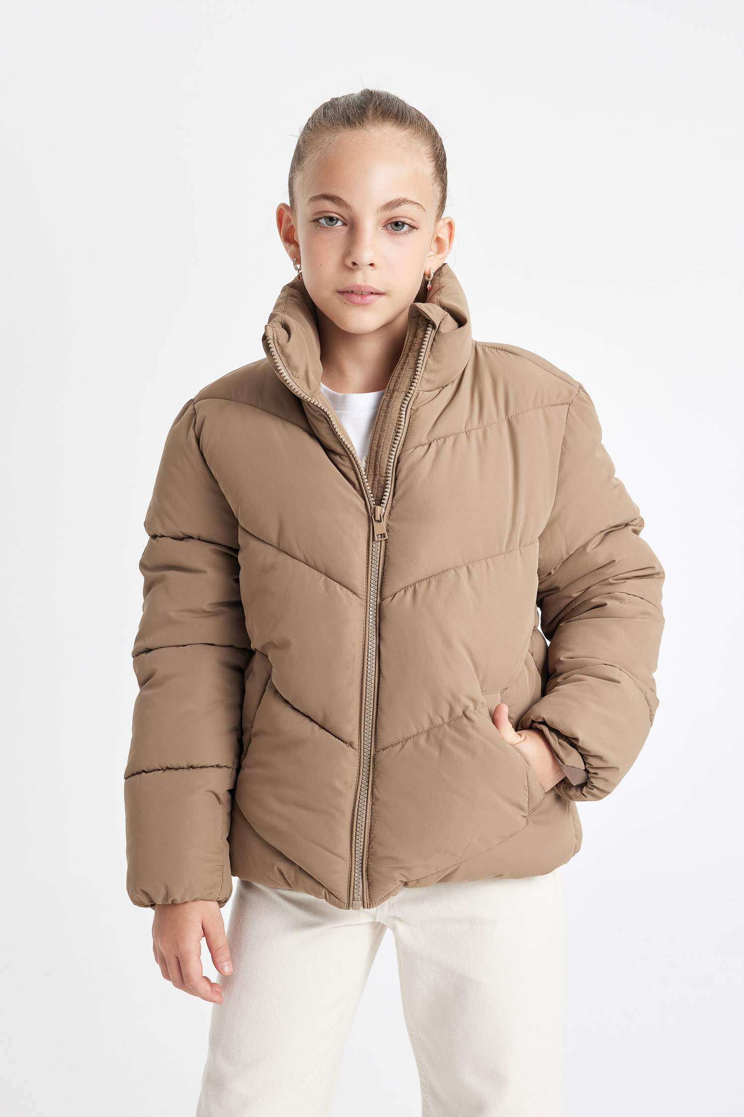 جاكيت دودون بناتي مقاوم للماء مبطن بالصوف