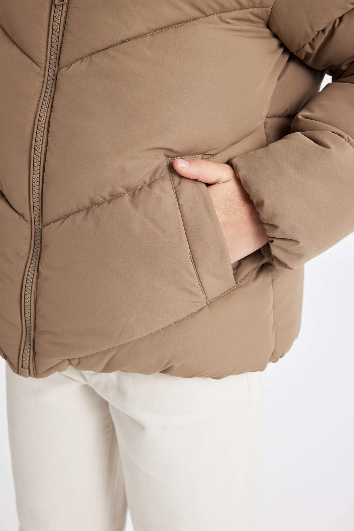 جاكيت دودون بناتي مقاوم للماء مبطن بالصوف