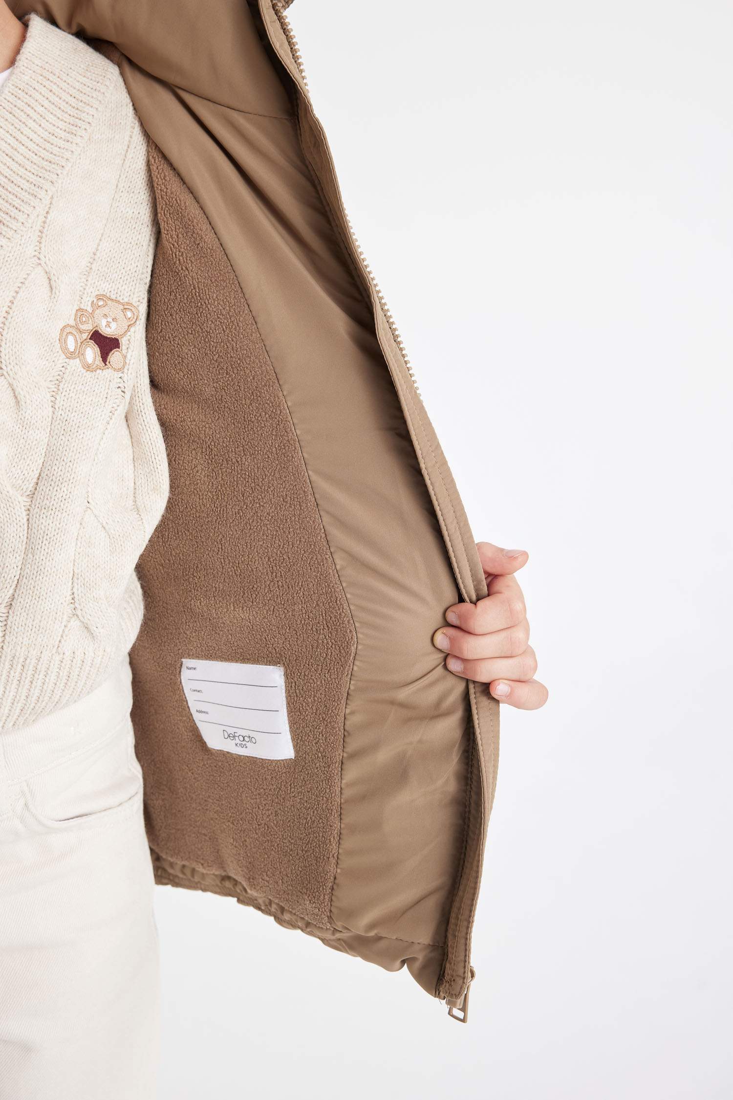 جاكيت دودون بناتي مقاوم للماء مبطن بالصوف