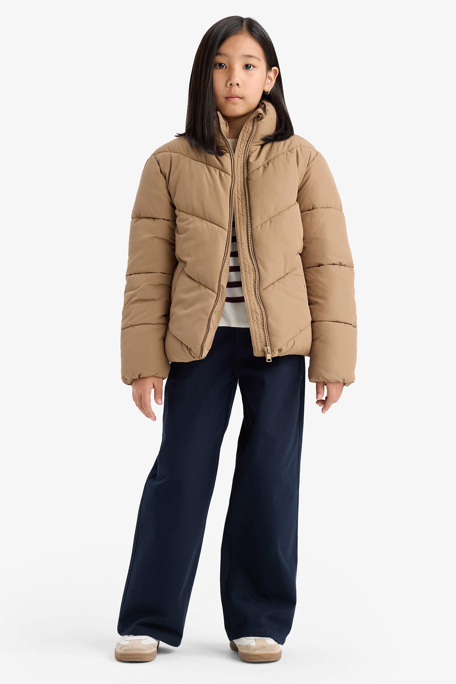 Doudoune imperméable zippée à doublure en polaire pour fille