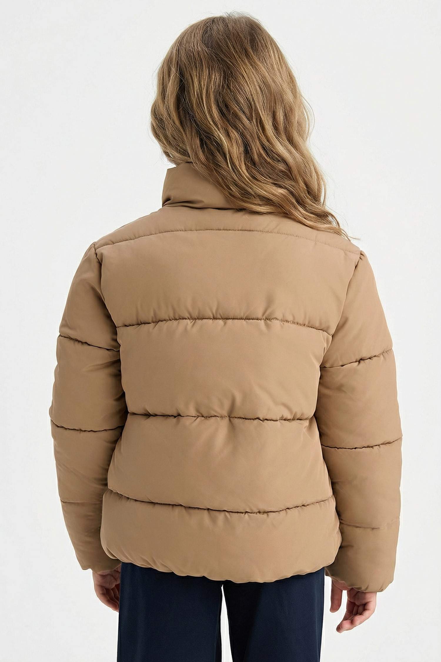 Kız Çocuk Su Geçirmez Polar Astarlı Fermuarlı Şişme Mont