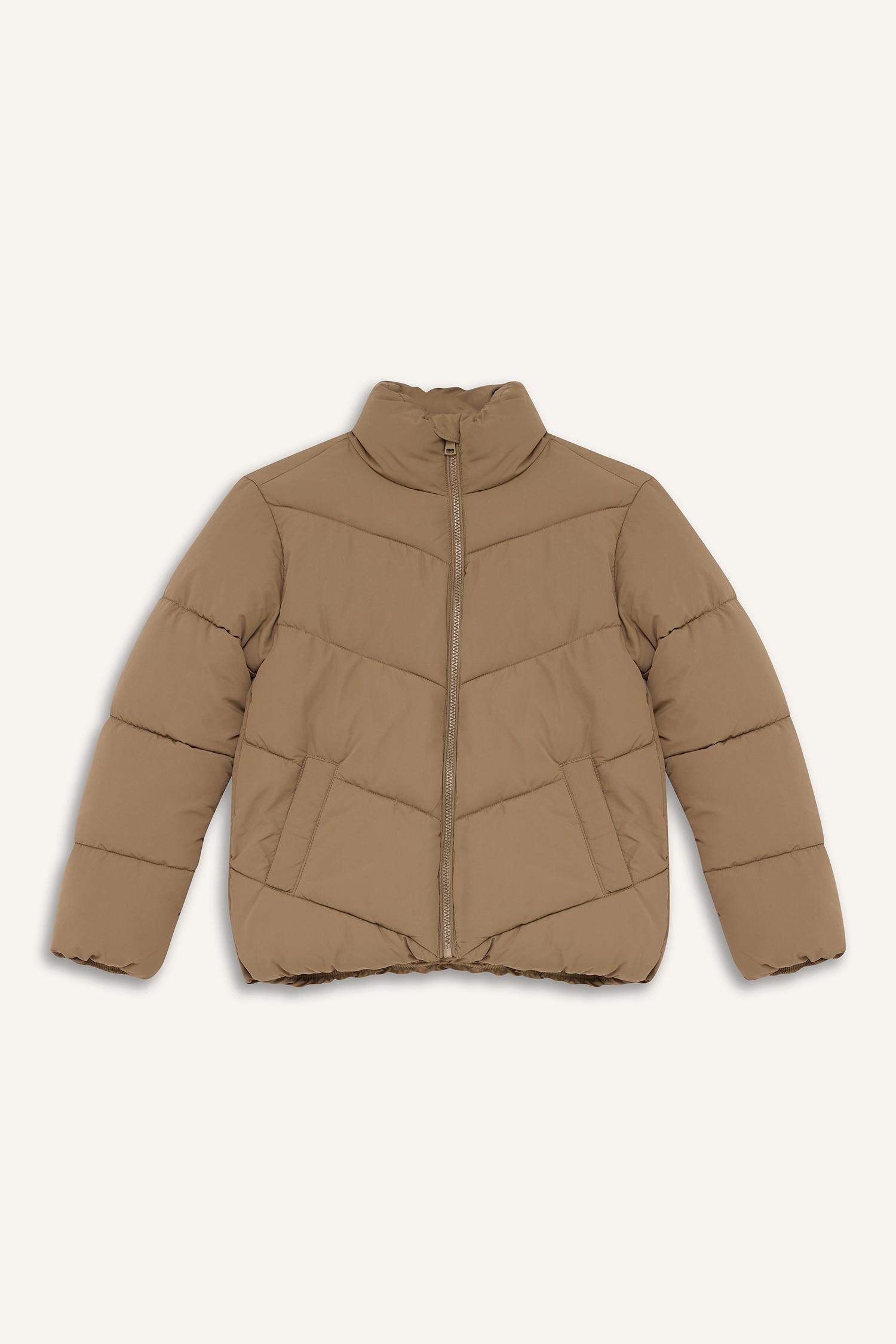 Kız Çocuk Su Geçirmez Polar Astarlı Fermuarlı Şişme Mont