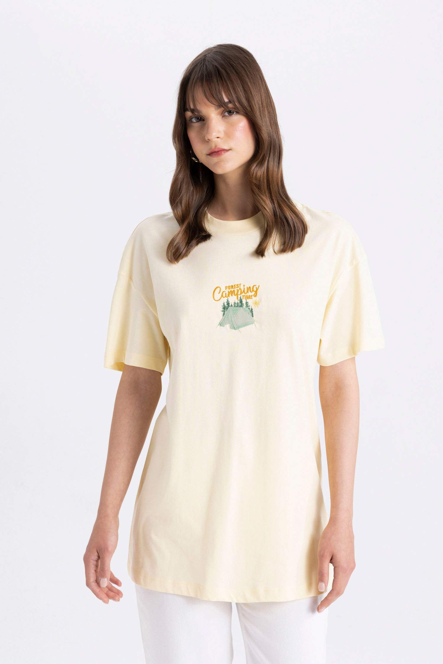 Printed Crew Neck Short Sleeve T-Shirt Tunic