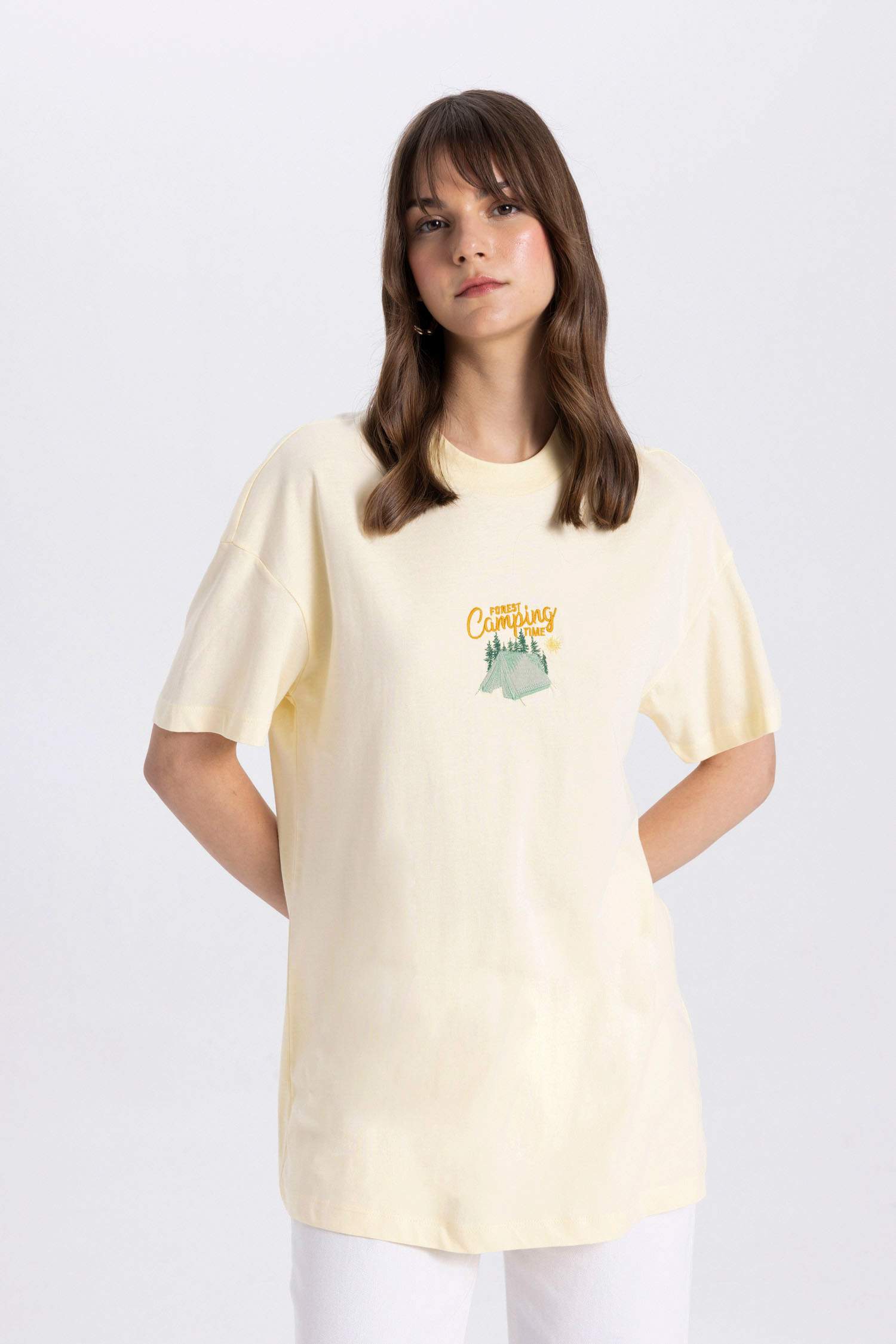 Printed Crew Neck Short Sleeve T-Shirt Tunic