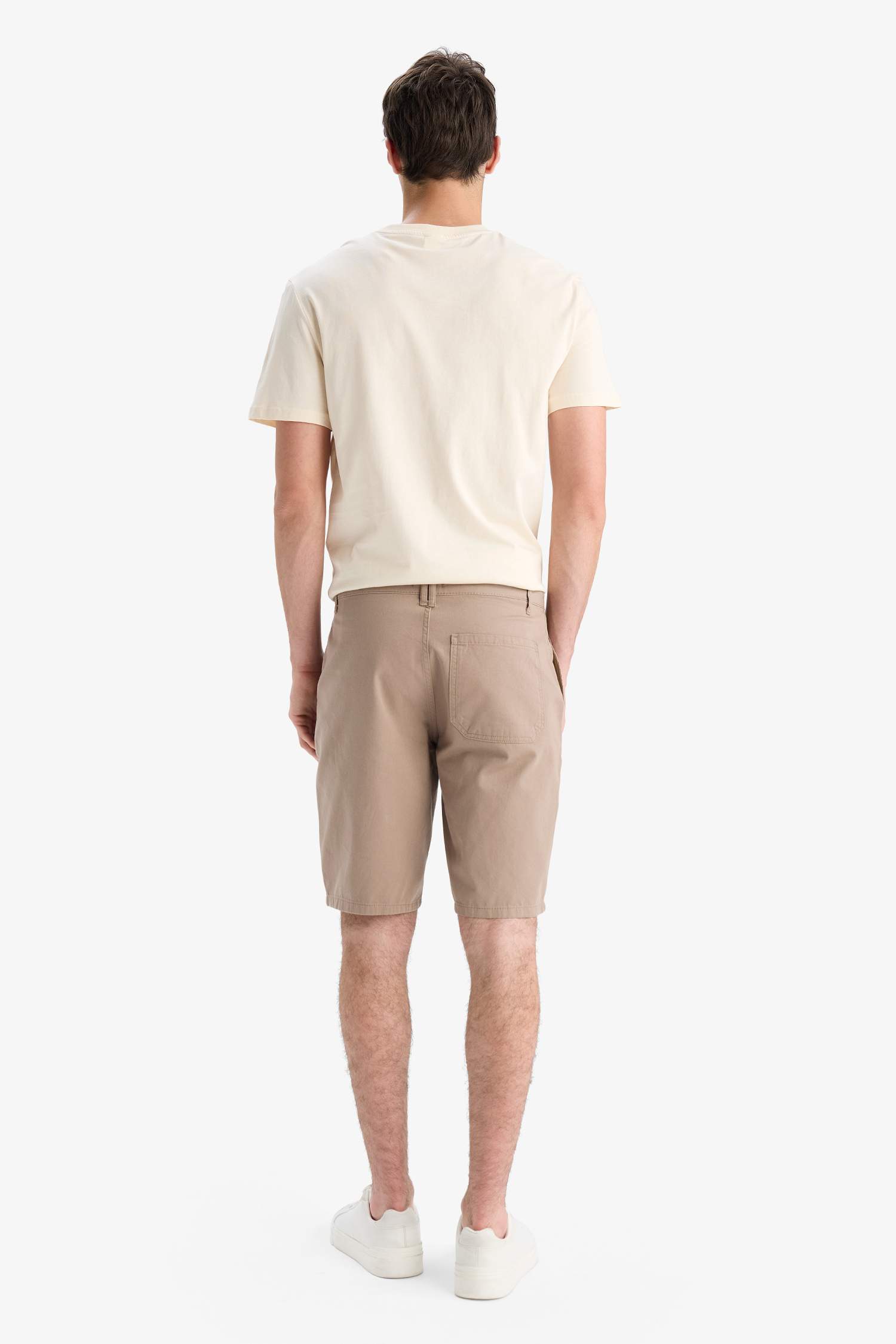 %100 Pamuk Regular Fit Düz Paça Gabardin Bermuda Şort