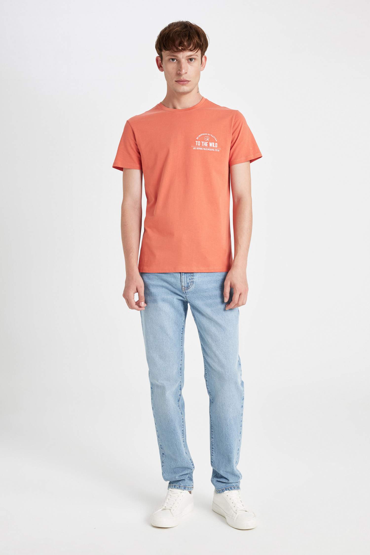 T-Shirt Slim imprimé à Manches Courtes Col Rond