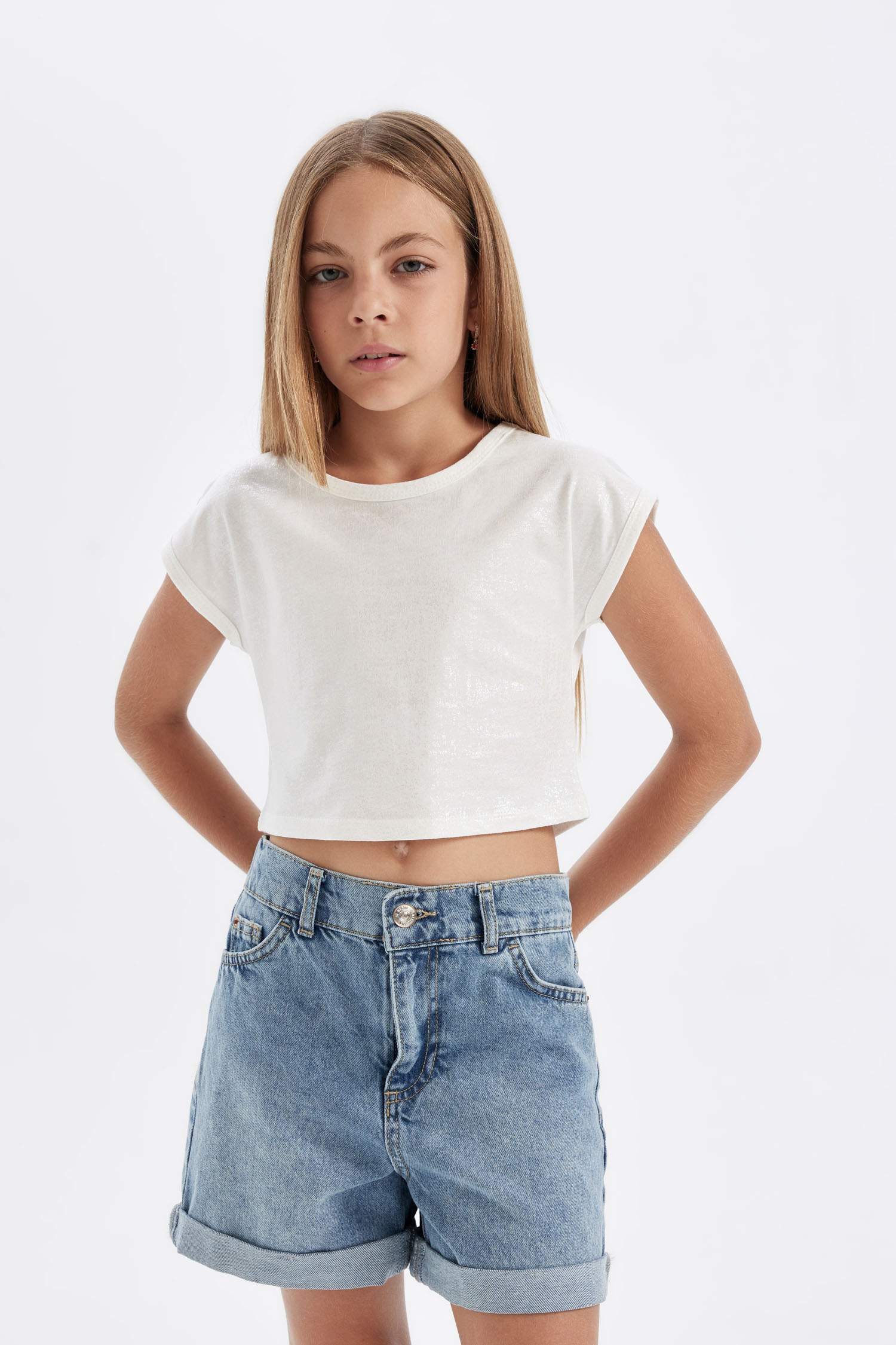 تيشيرت مخطط بناتي سليم فيت نص ردن