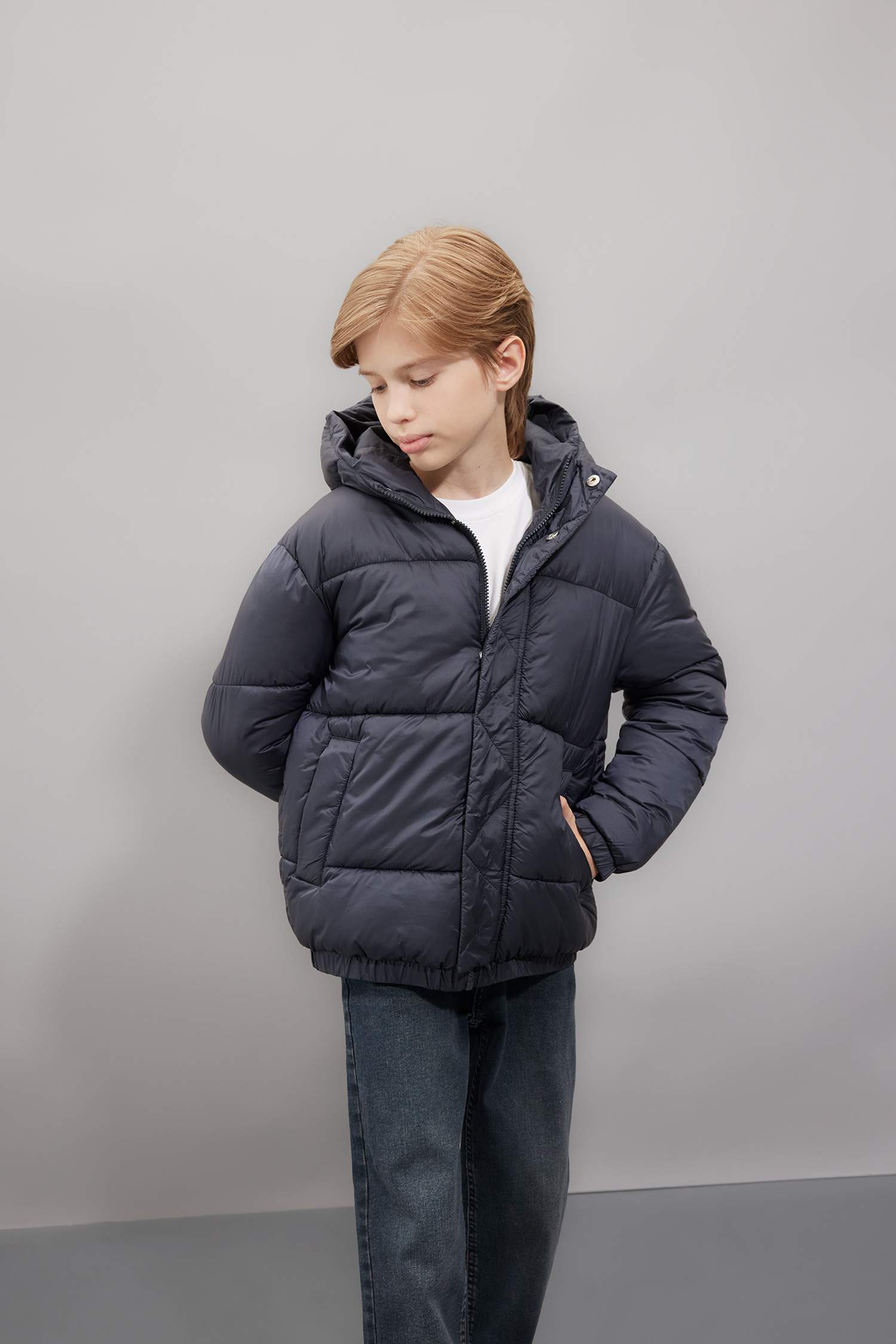 Boy Hooded Zippered Pocketed Waterproof Jacket
