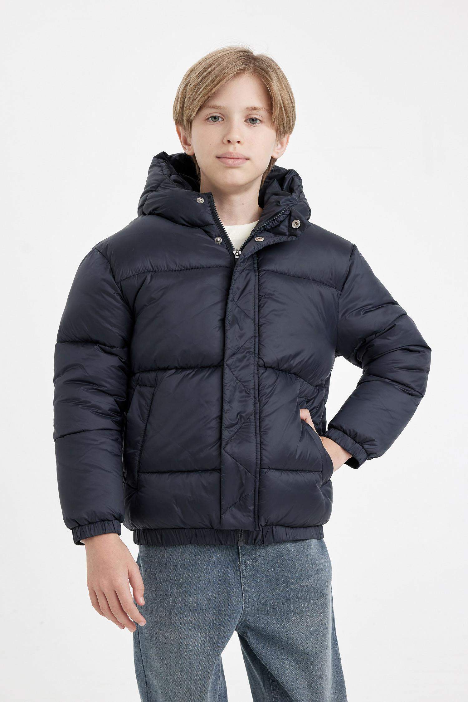Boy Hooded Zippered Pocketed Waterproof Jacket