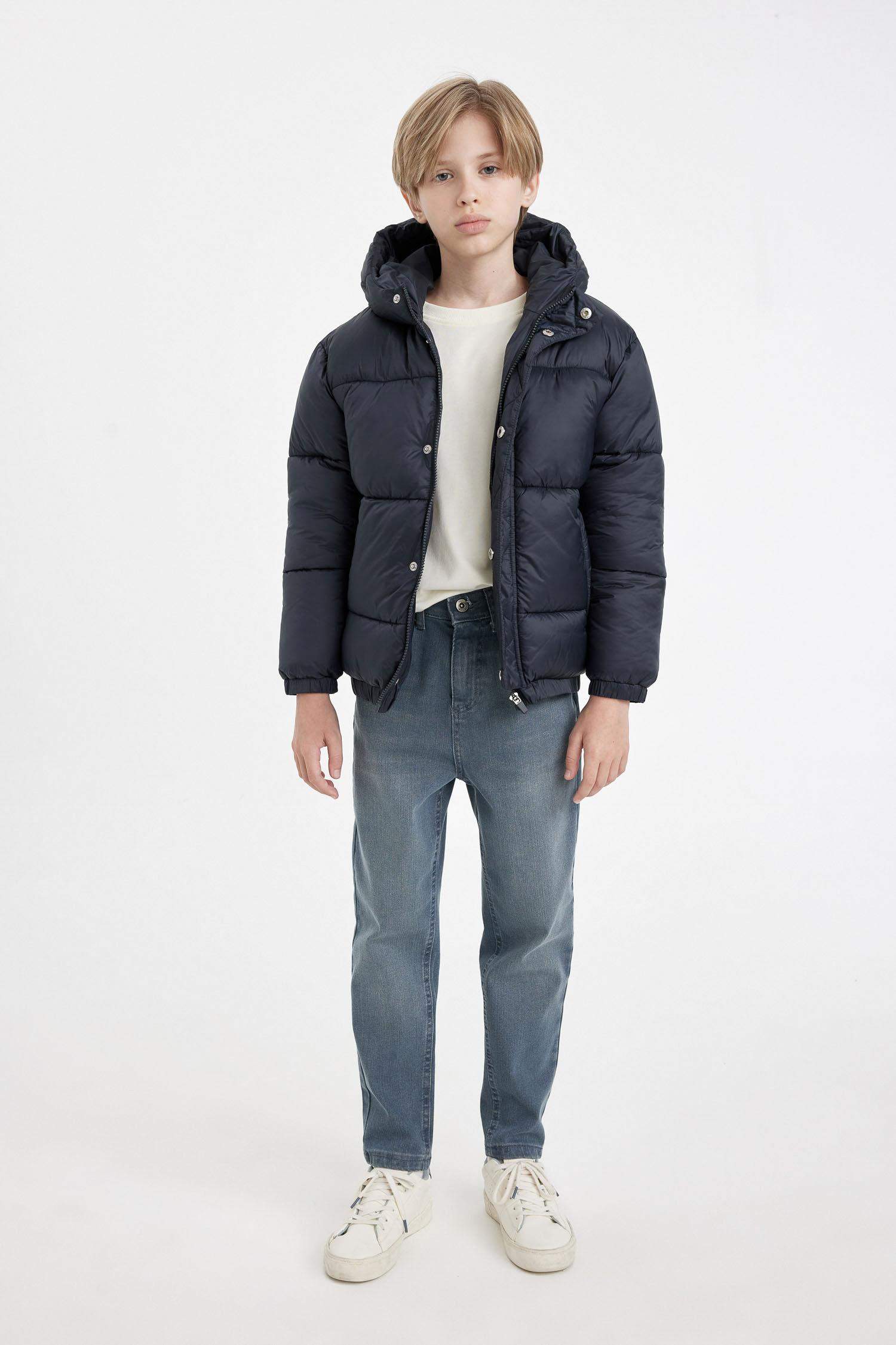 Boy Hooded Zippered Pocketed Waterproof Jacket