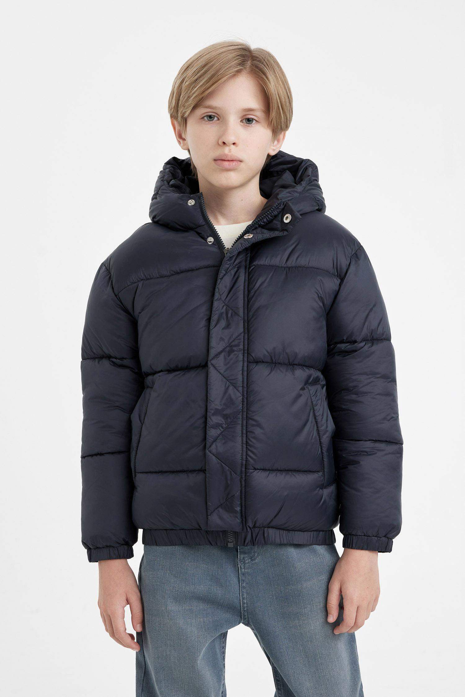 Boy Hooded Zippered Pocketed Waterproof Jacket