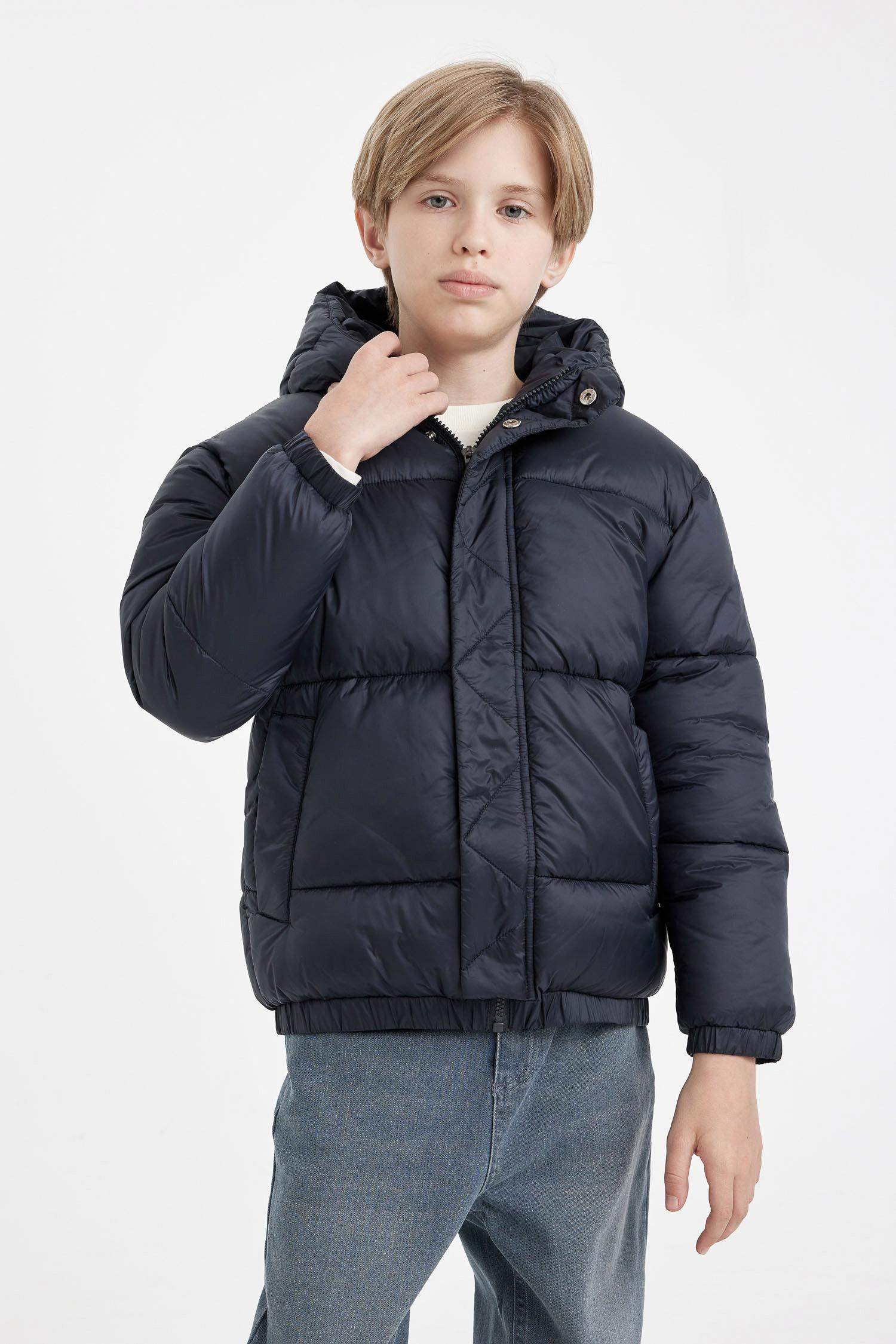 Boy Hooded Zippered Pocketed Waterproof Jacket