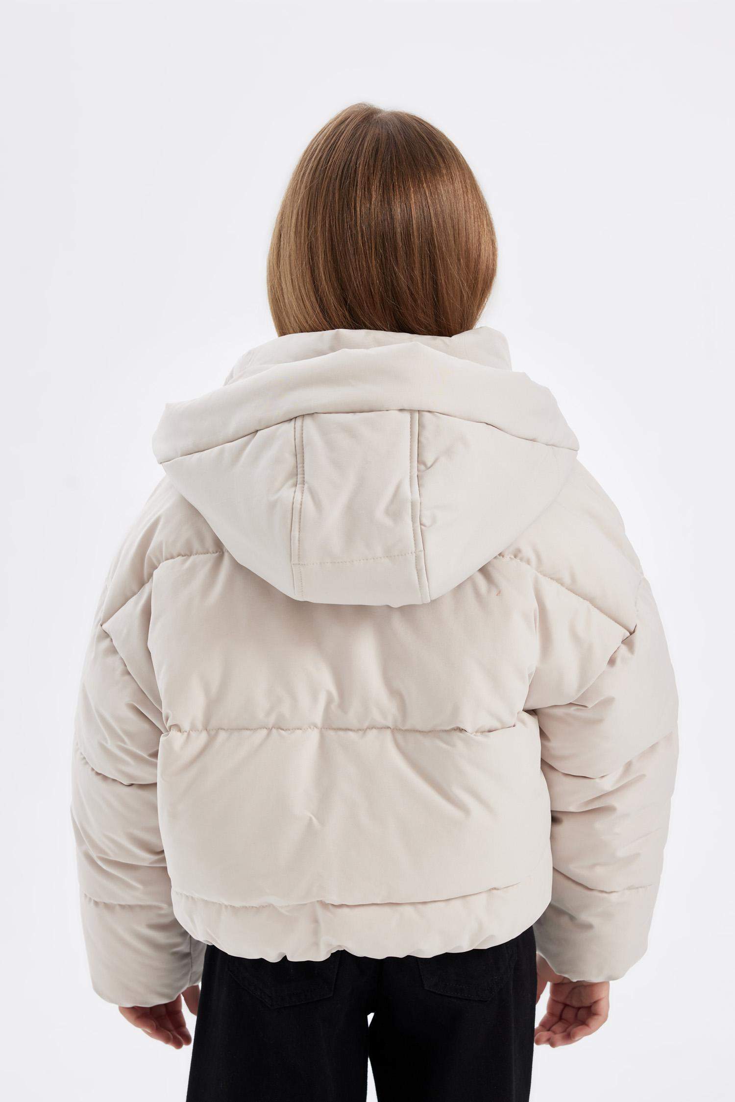 Kız Çocuk Su Geçirmez Kapüşonlu Şişme Mont