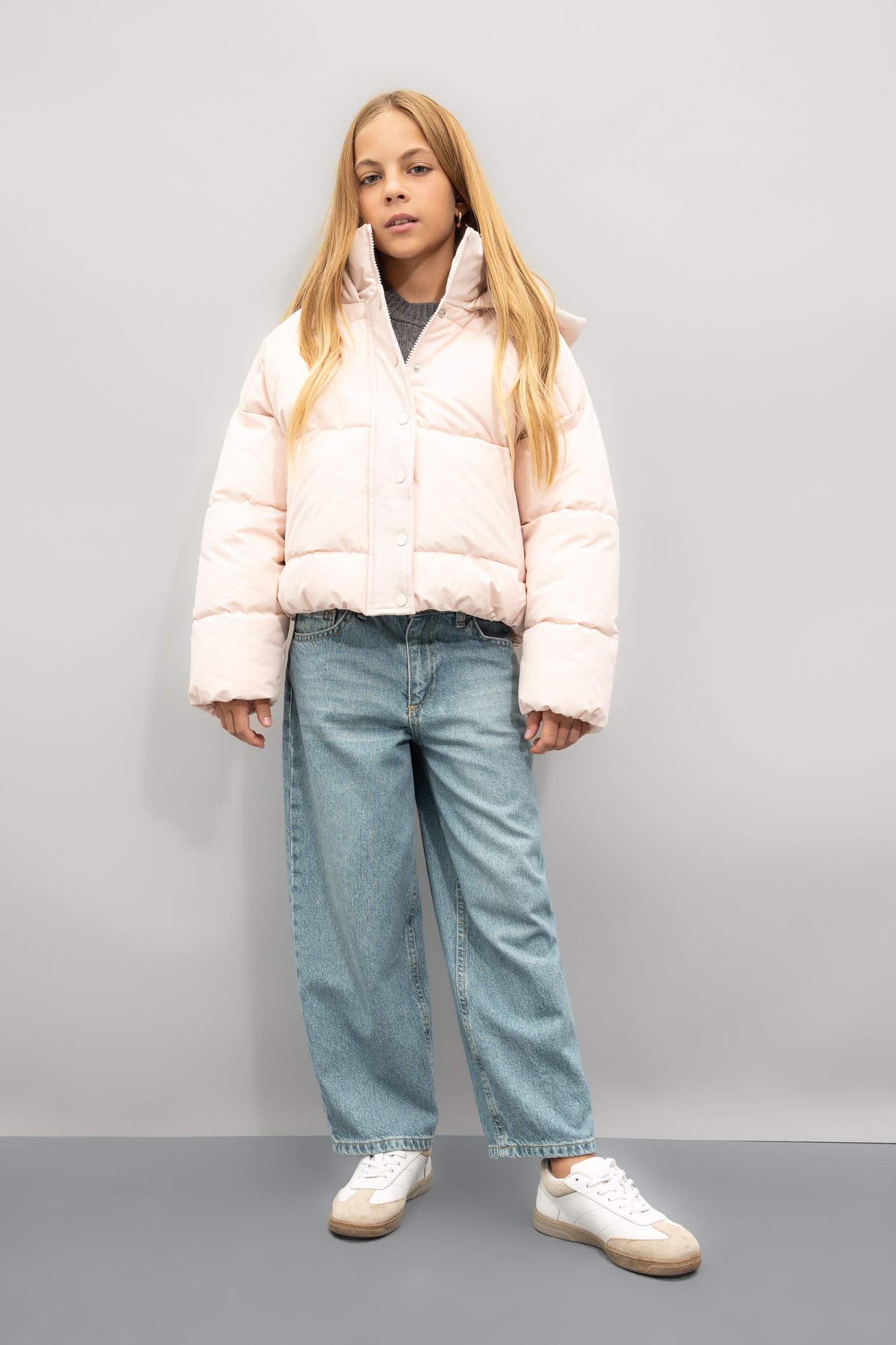 جاكيت دودون بناتي مقاوم للماء بغطاء للرأس