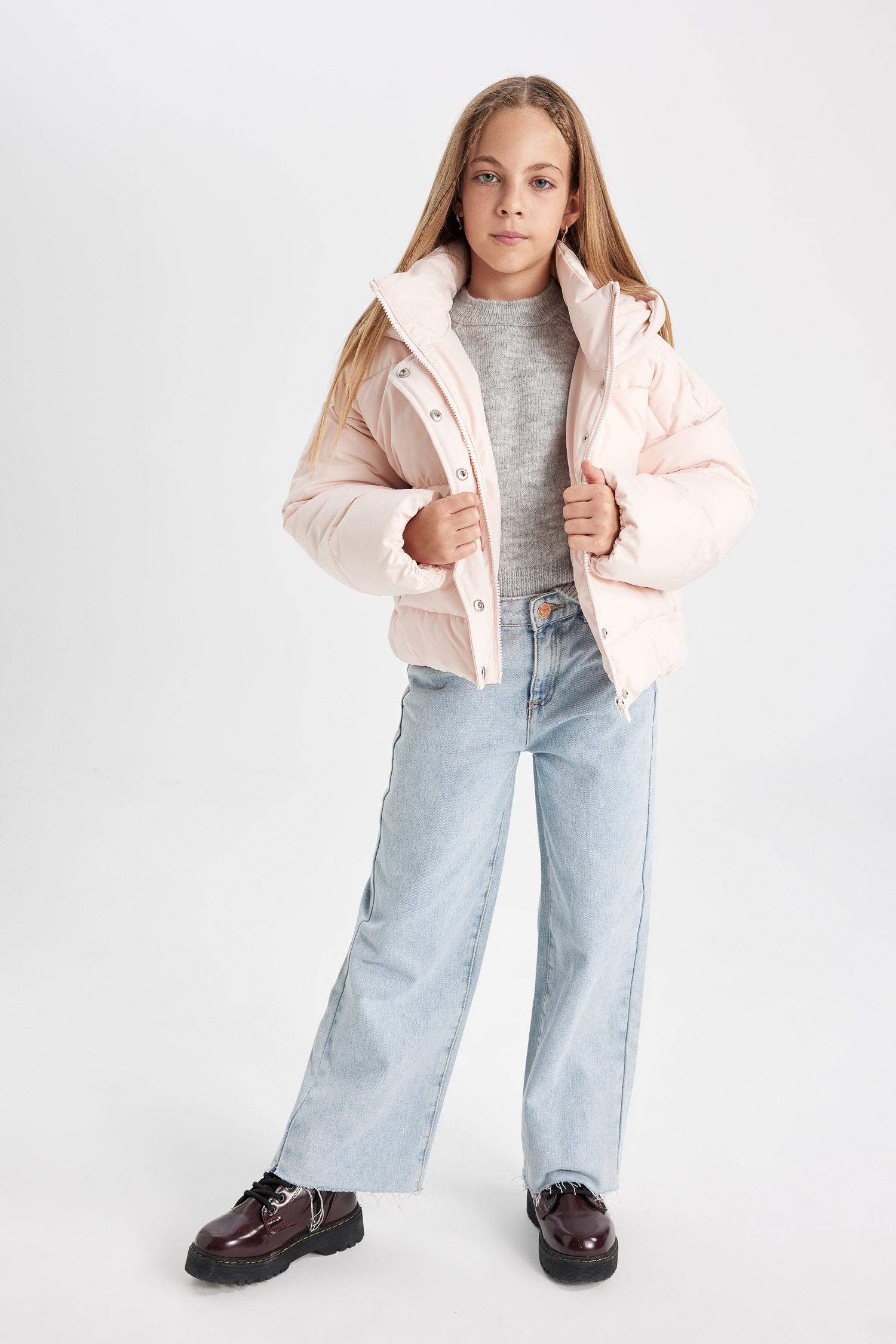 جاكيت دودون بناتي مقاوم للماء بغطاء للرأس