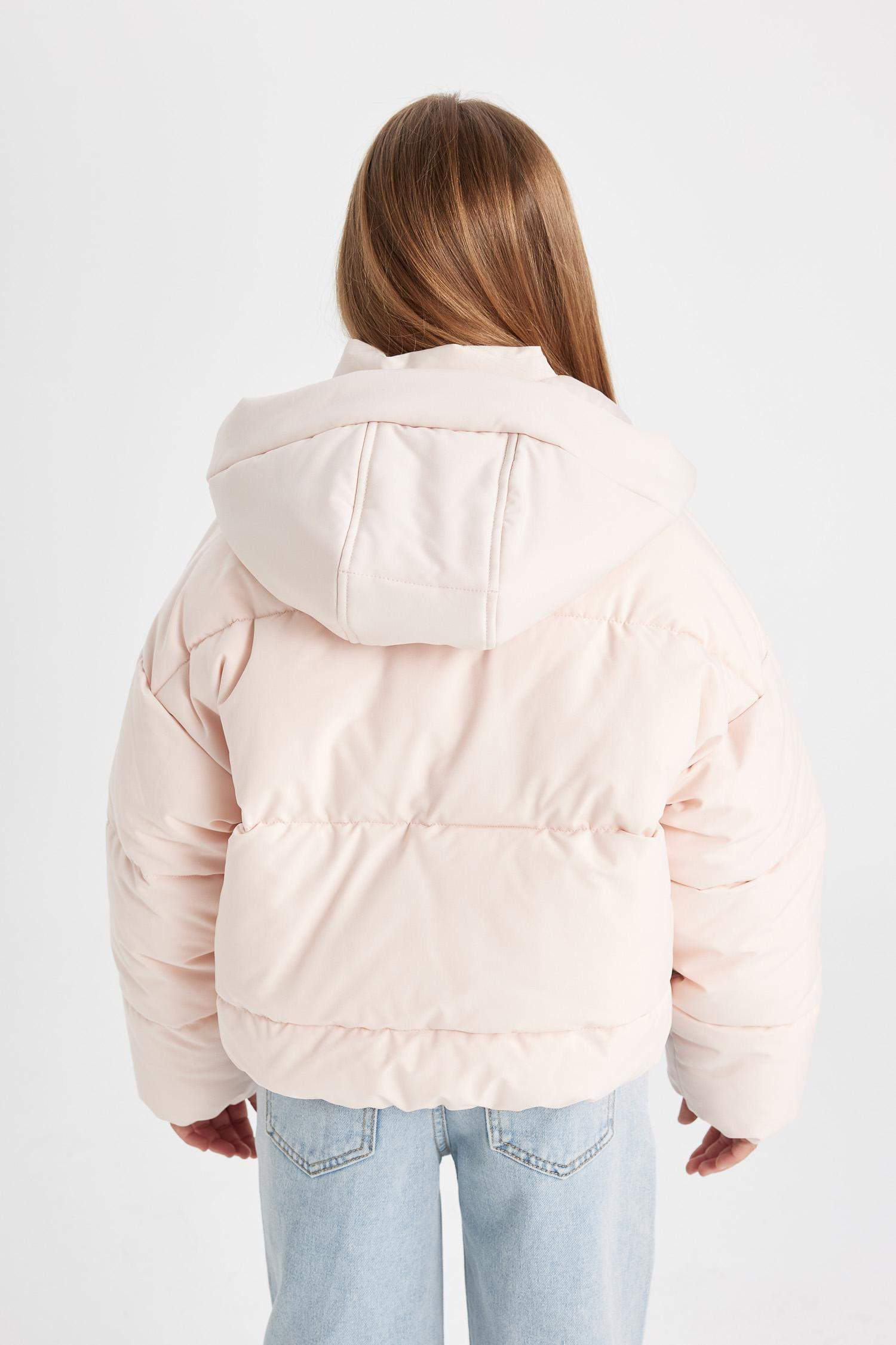 جاكيت دودون بناتي مقاوم للماء بغطاء للرأس