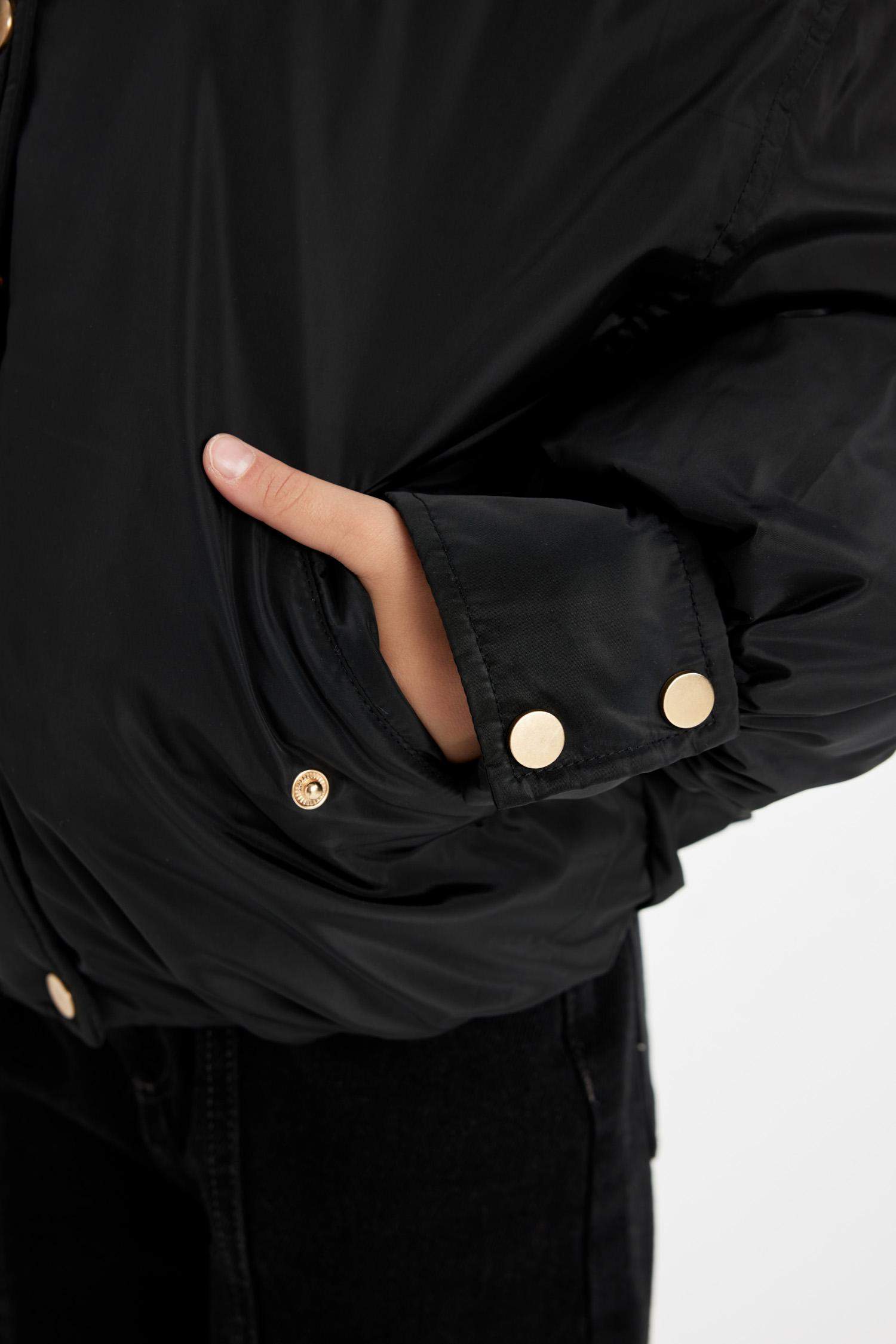 Kız Çocuk Kapüşonlu Çıtçıtlı Fermuarlı Cepli Mont