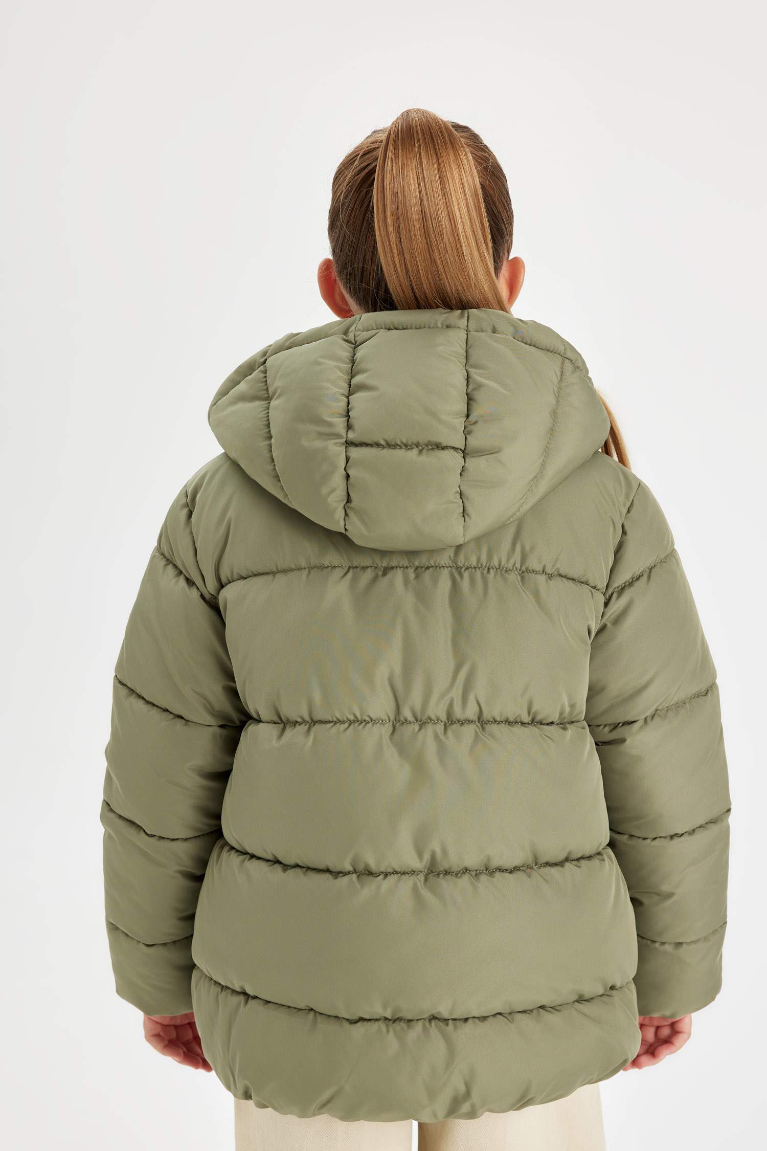 Kız Çocuk Su Geçirmez Şişme Mont Kapüşonlu Polar Astarlı Fermuarlı Cepli