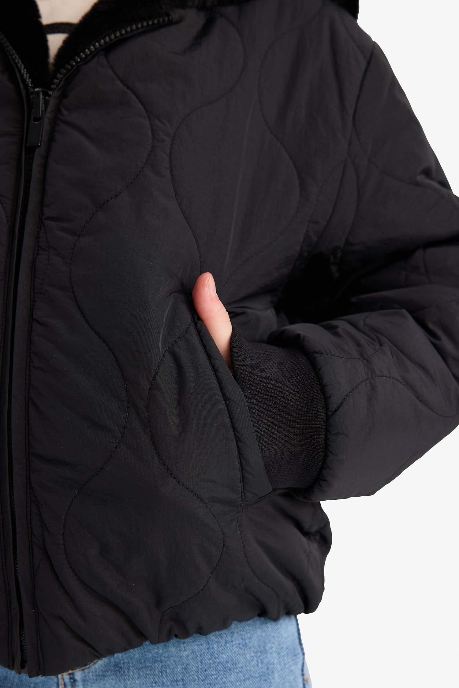 Girl Regular Fit Hooded Two Sided Puffer Jacket