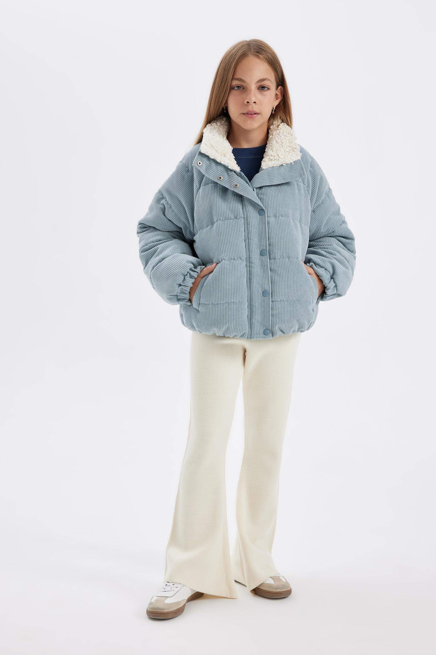 جاكيت دودون بناتي برقبة من الفرو للبنات