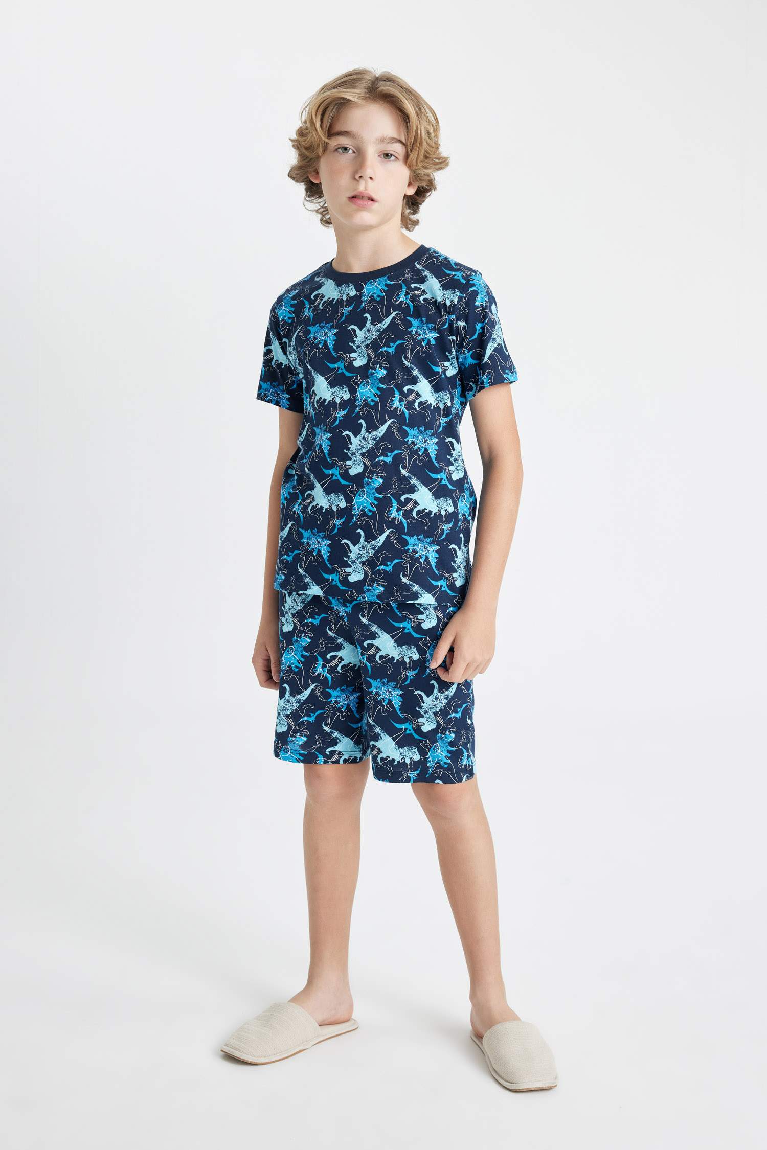 Boy Dinosaur Printed Short Sleeve 2 Piece Pajama Set