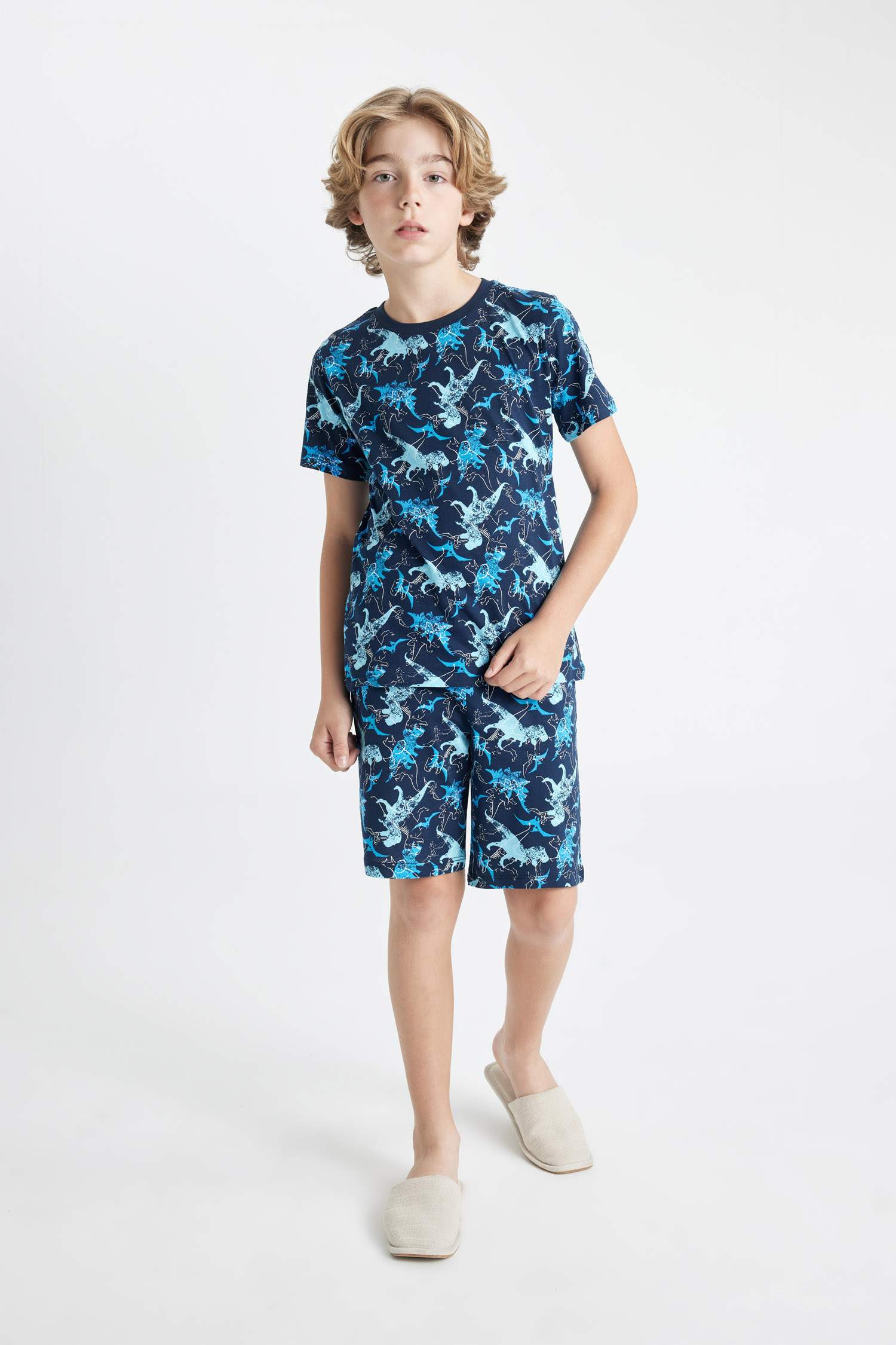 Boy Dinosaur Printed Short Sleeve 2 Piece Pajama Set