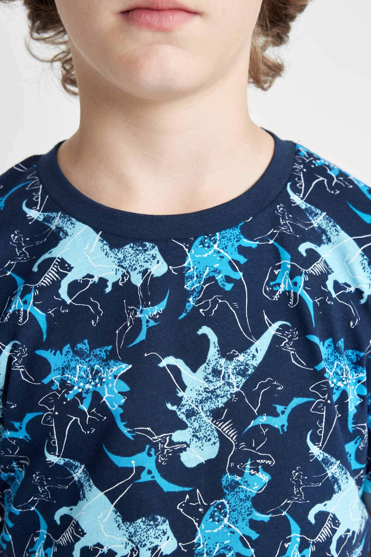 Boy Dinosaur Printed Short Sleeve 2 Piece Pajama Set