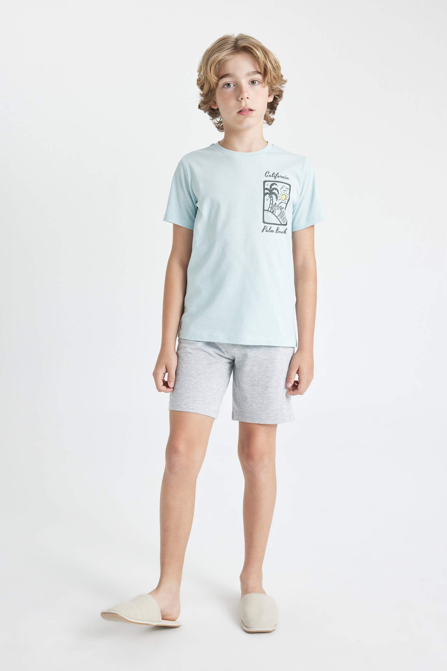 Erkek Çocuk Pijama Takımı Baskılı Kısa Kollu Üst Şort