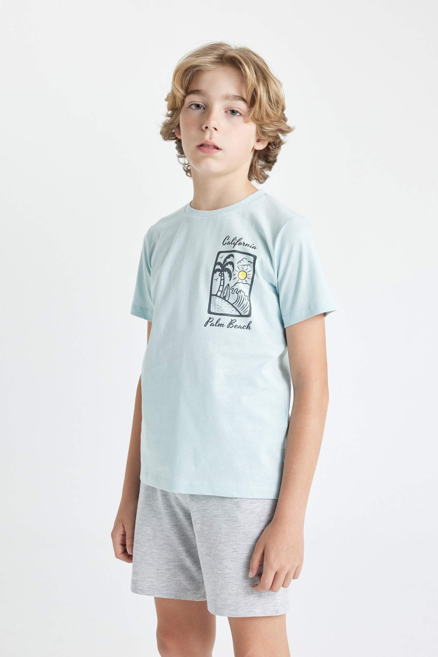 Erkek Çocuk Pijama Takımı Baskılı Kısa Kollu Üst Şort