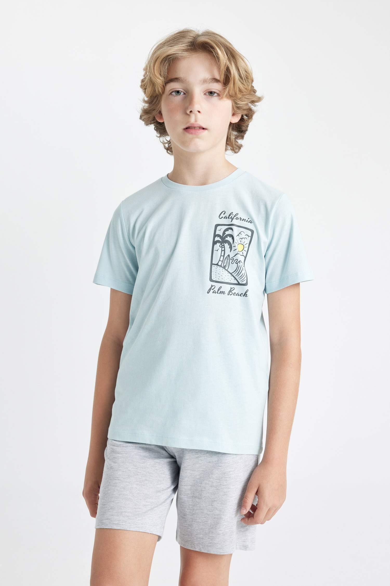 Erkek Çocuk Pijama Takımı Baskılı Kısa Kollu Üst Şort