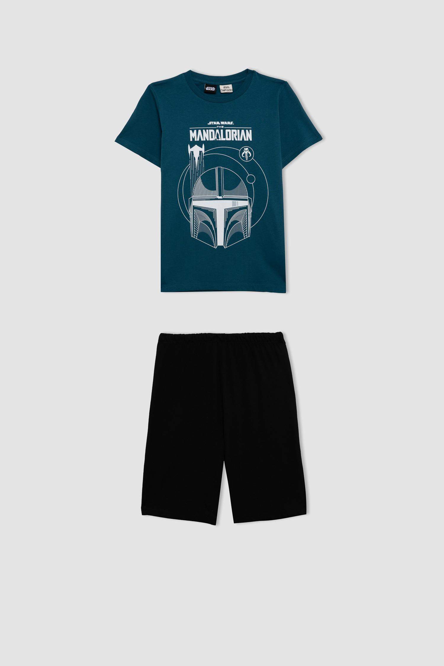 Erkek Çocuk Star Wars-Mandalorian Pijama Takımı Kısa Kollu Üst Şort
