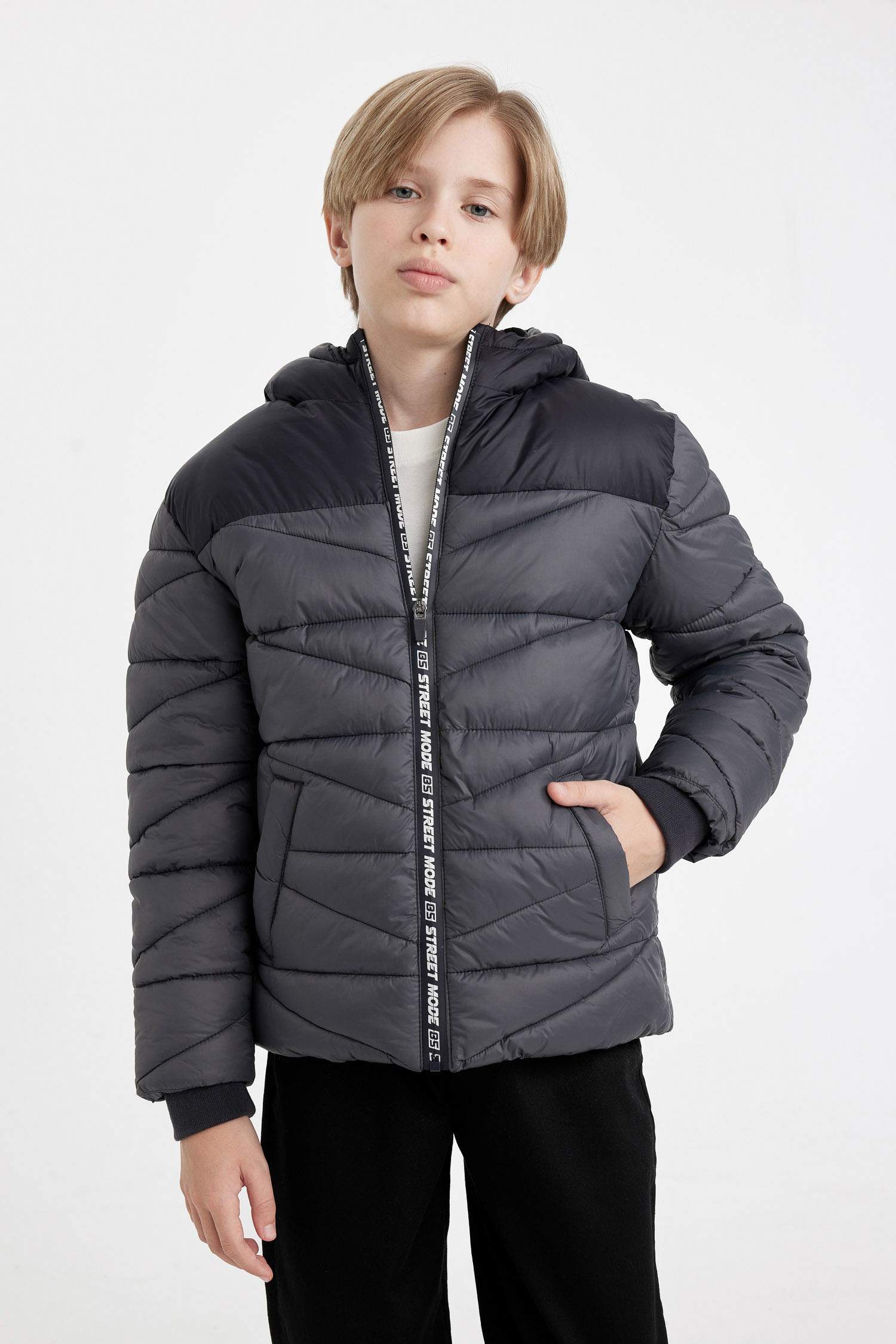 Boy Hooded Waterproof Fleece Lined Puffer Jacket