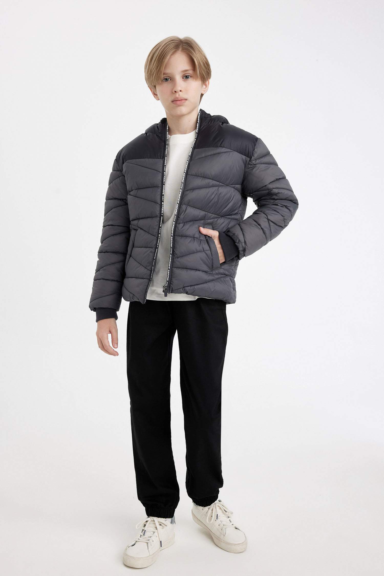 Boy Hooded Waterproof Fleece Lined Puffer Jacket