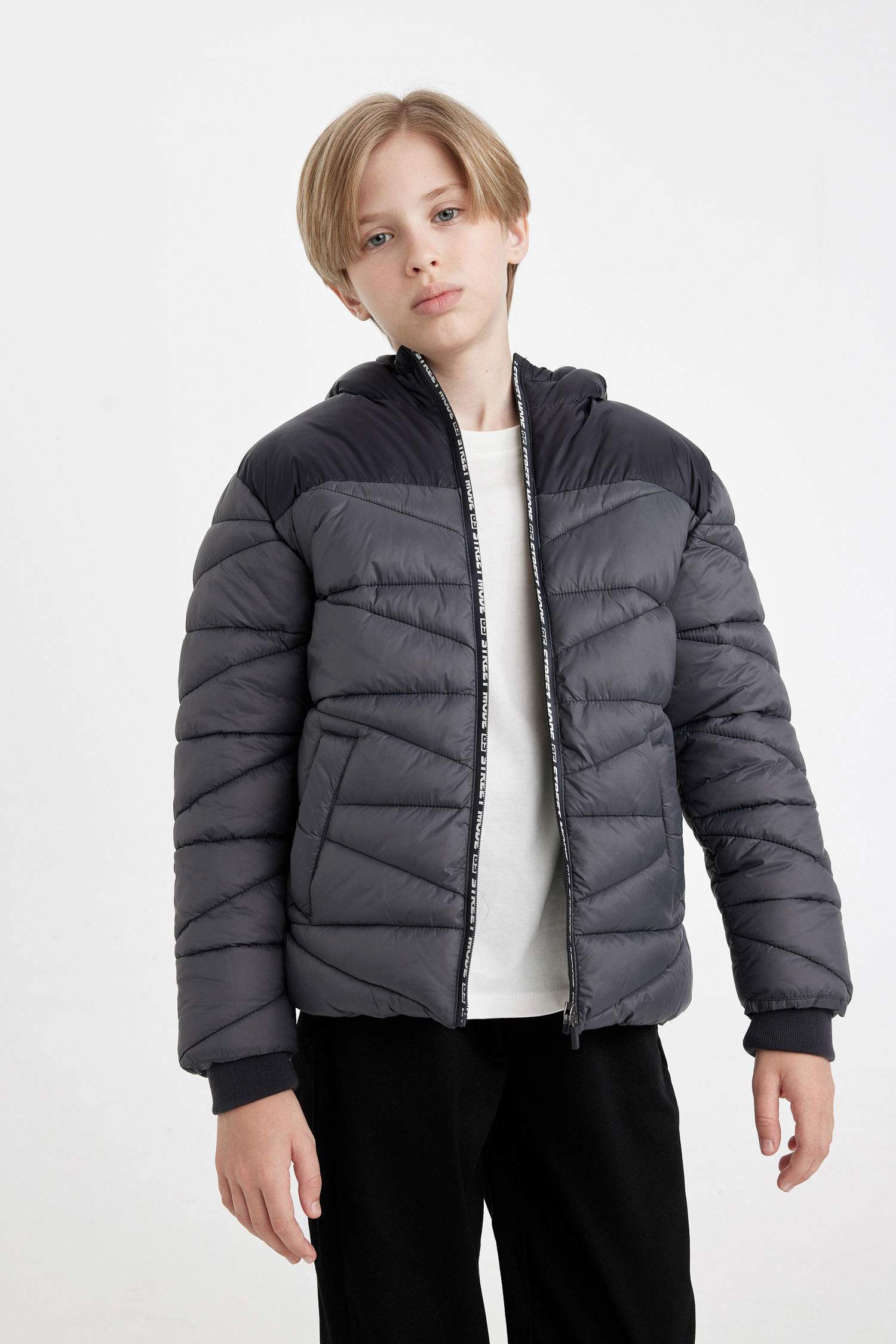 Boy Hooded Waterproof Fleece Lined Puffer Jacket