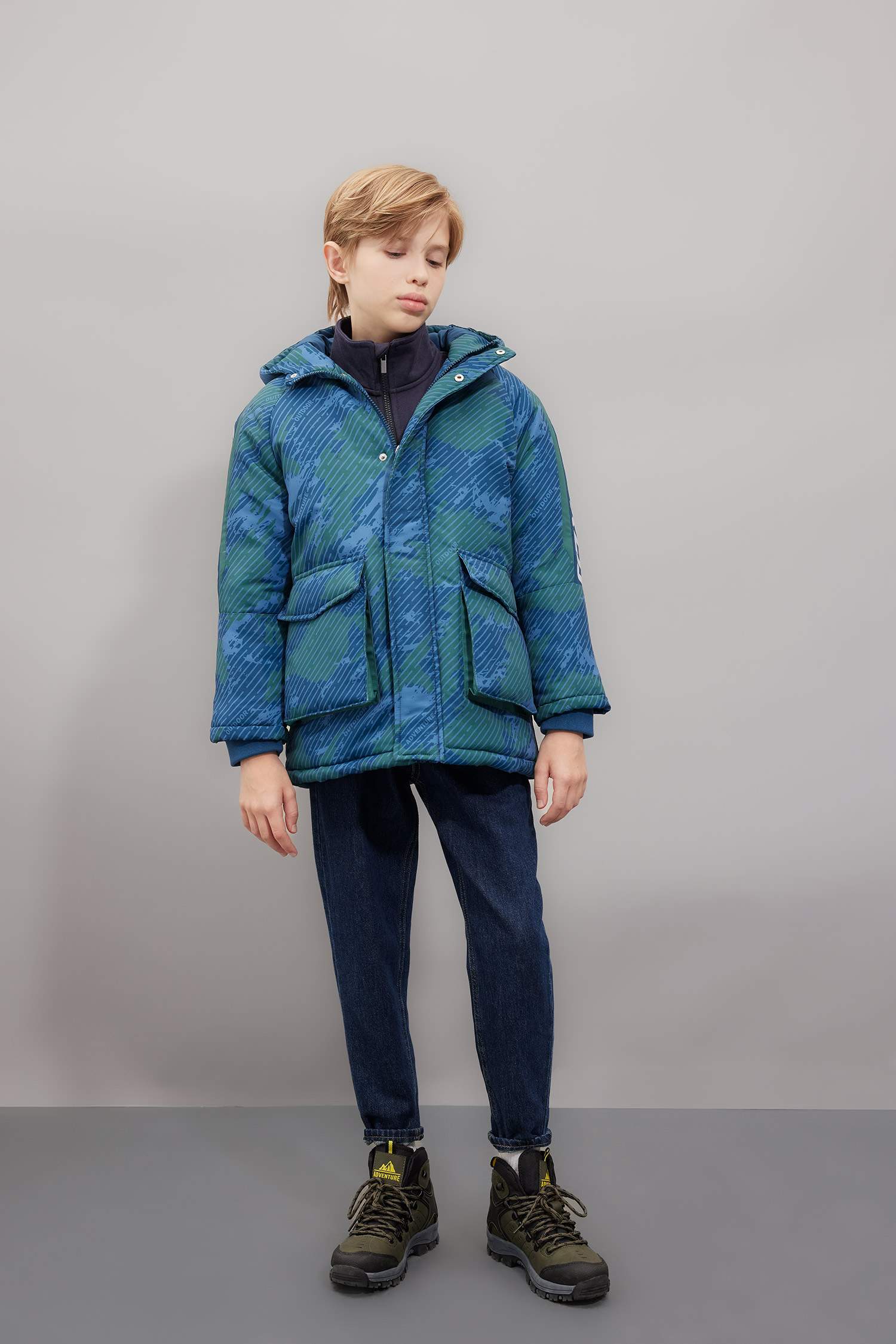Boy Waterproof Hooded Long Jacket