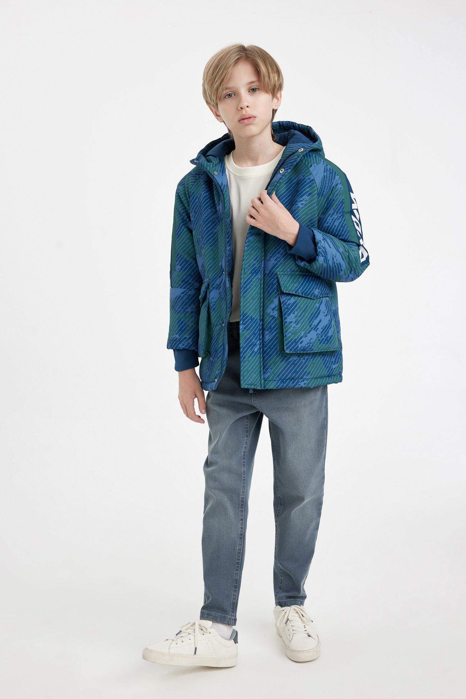 Boy Waterproof Hooded Long Jacket