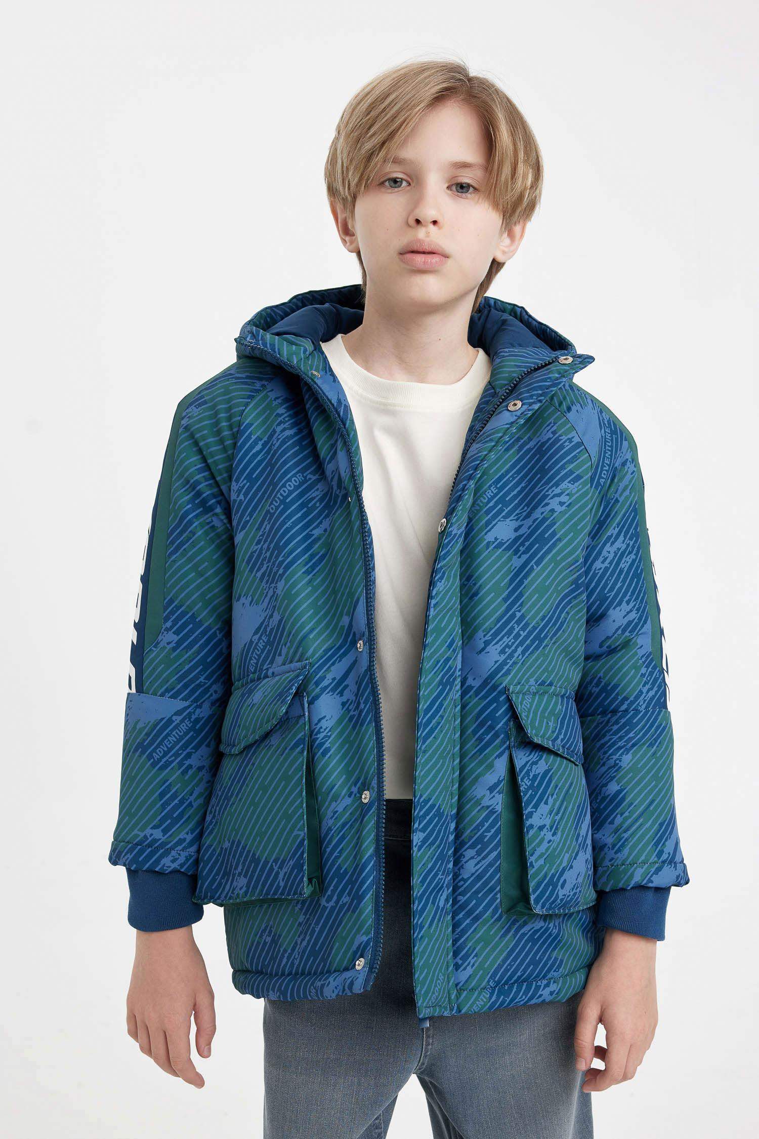 Boy Waterproof Hooded Long Jacket