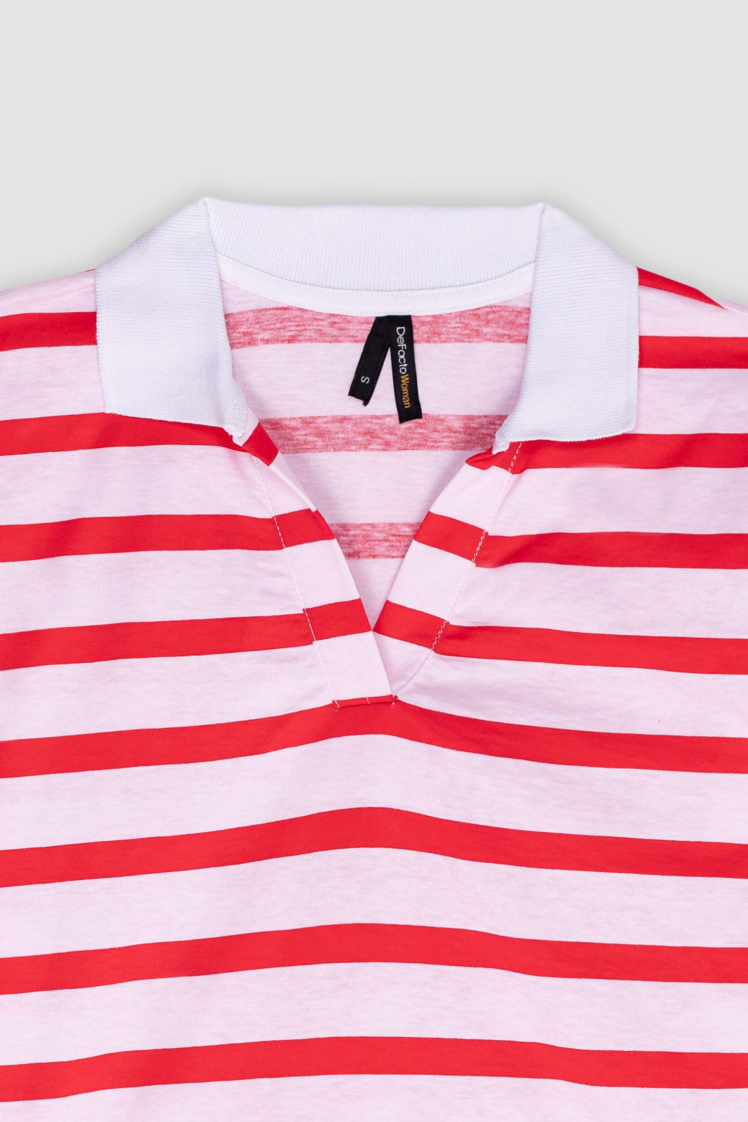 تيشيرت بولو مخطط نص كم قصة مريحة