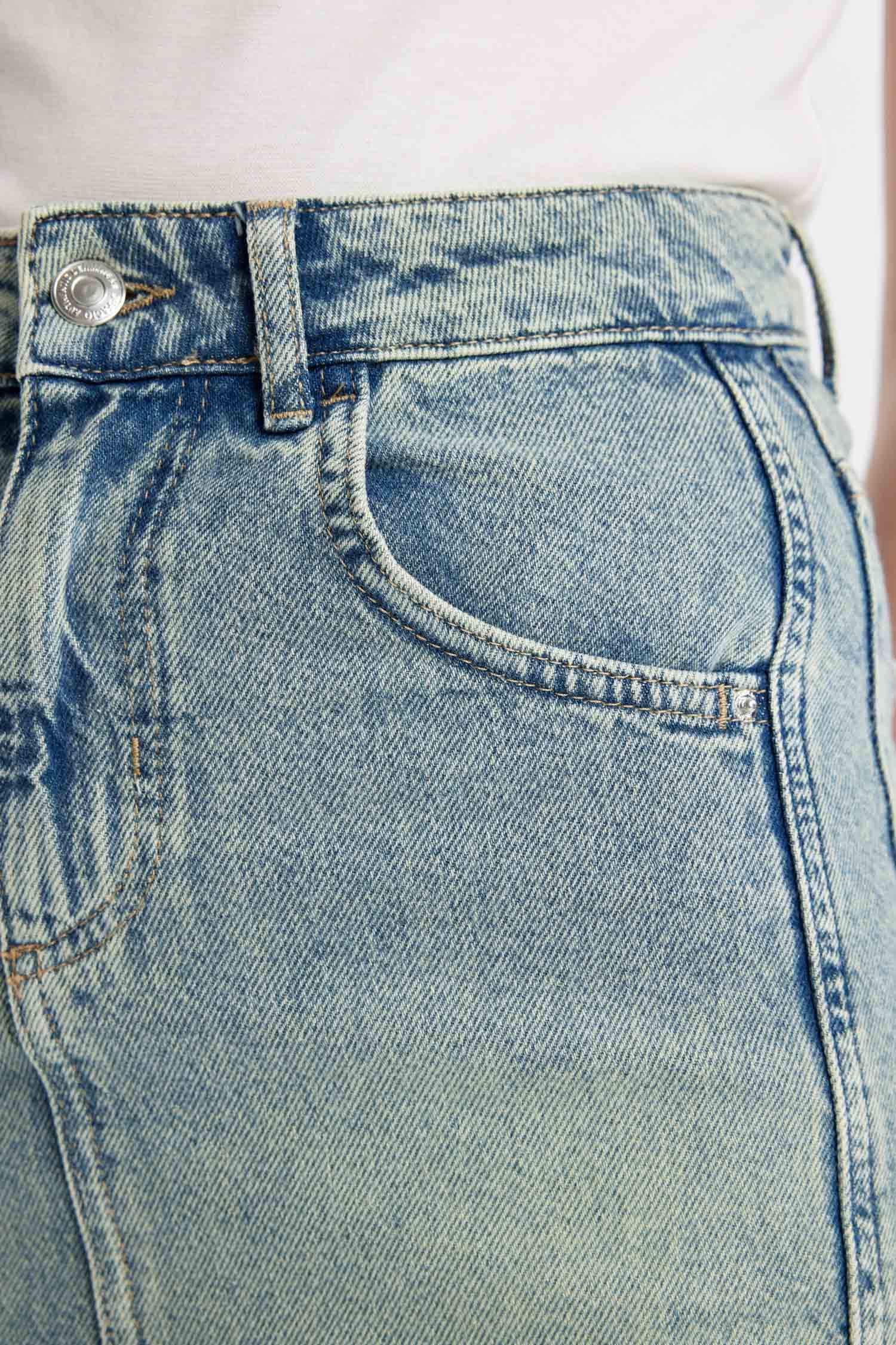 Long Fit Denim Skirt