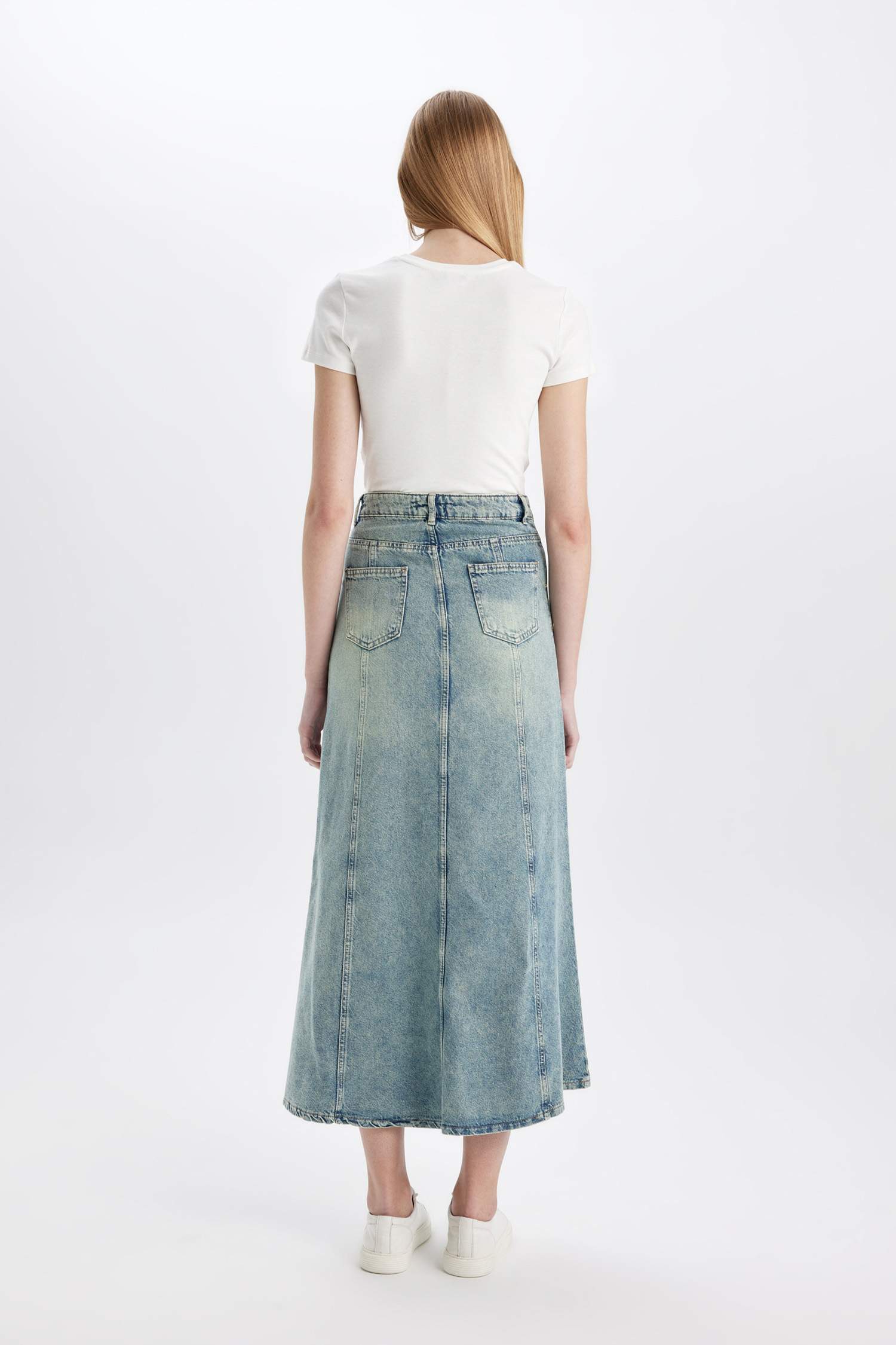 Long Fit Denim Skirt