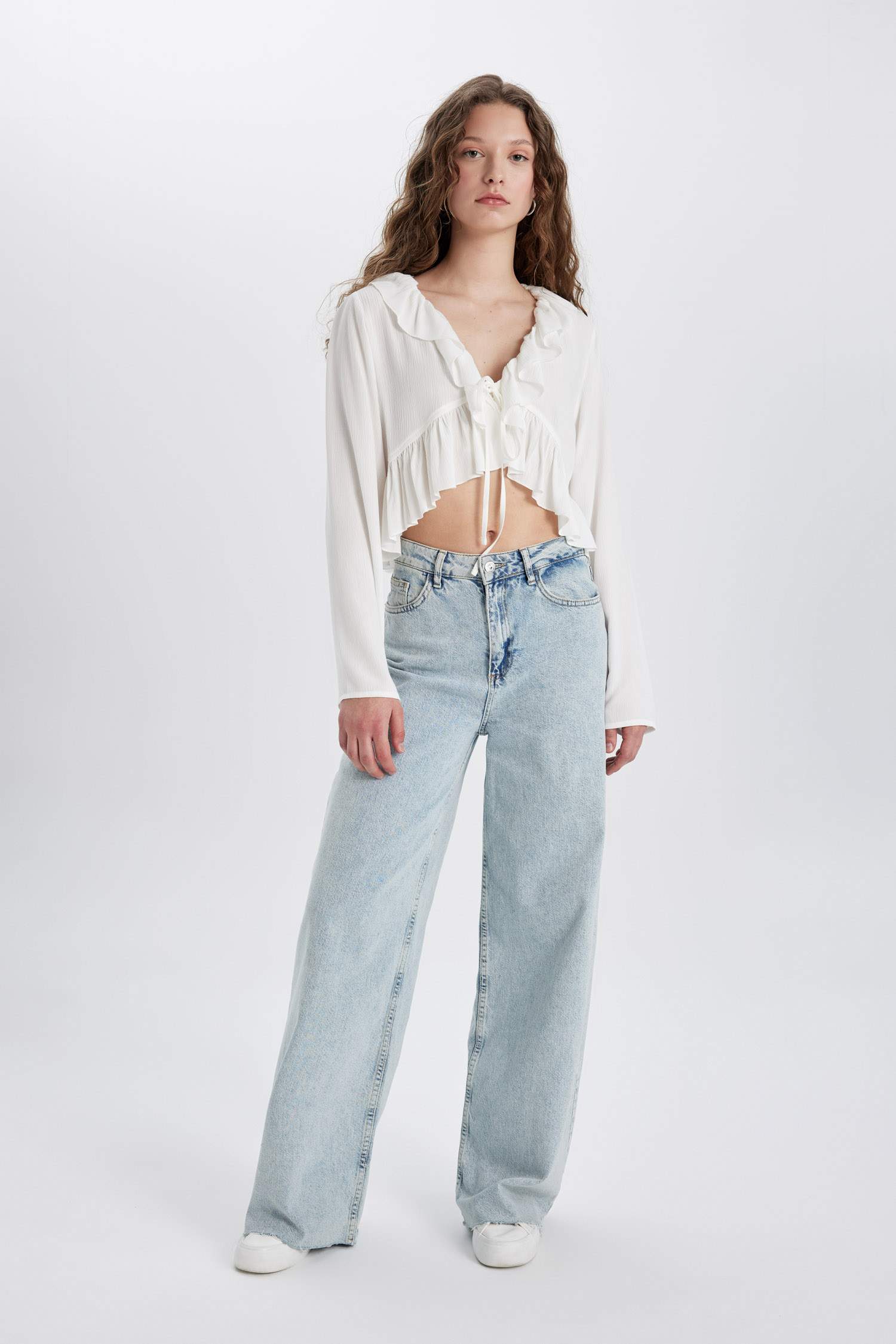 V-Neck Long Sleeve Blouse