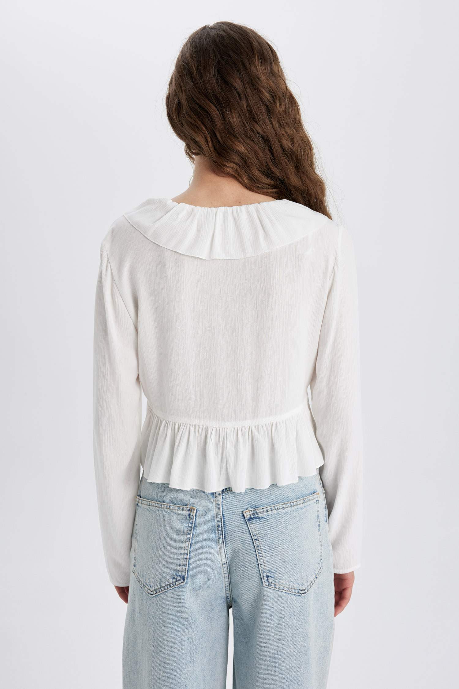 V-Neck Long Sleeve Blouse