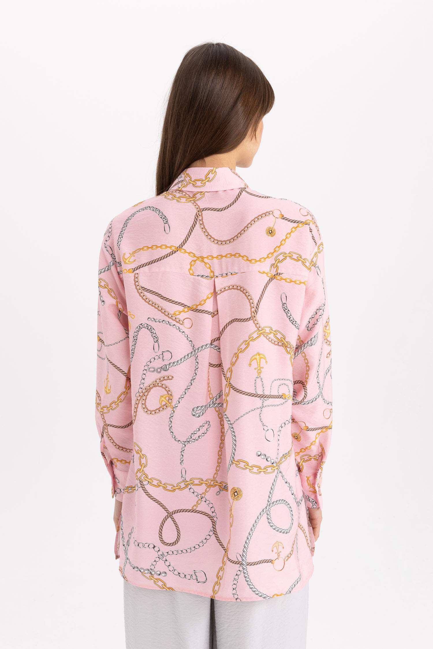 تونيك مطبوع كم طويل وقصة مريحة