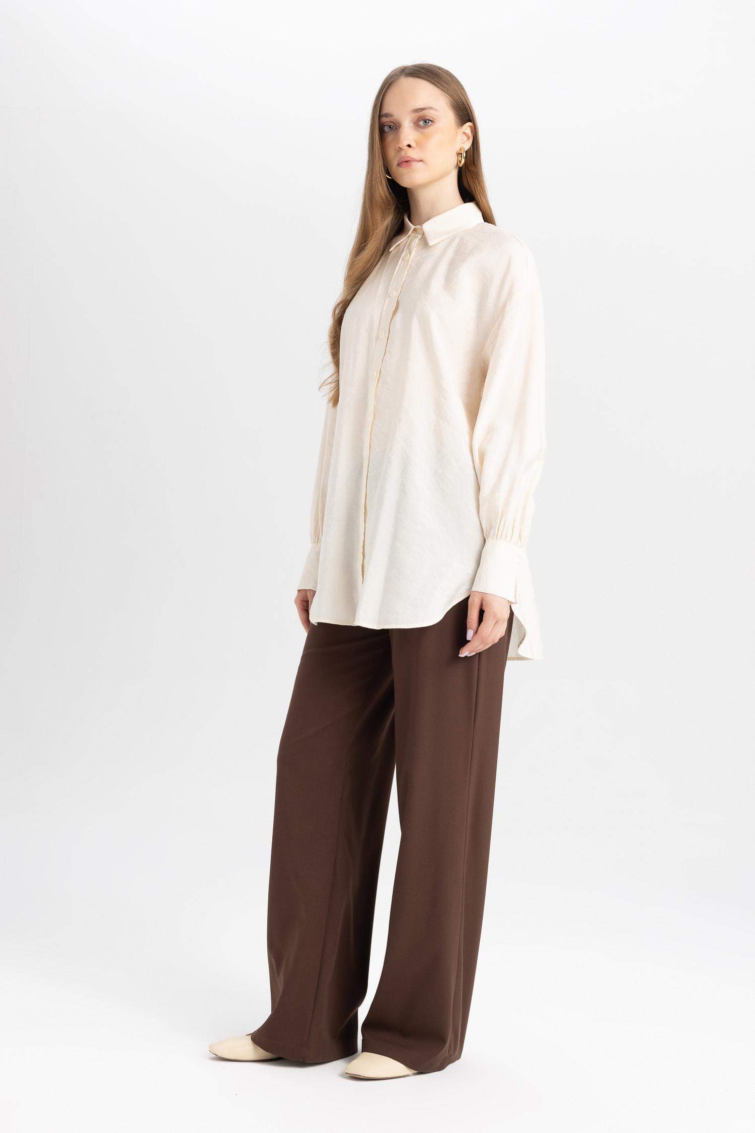 Wide Leg Geniş Paça Beli Lastikli Bağcıklı Basic Düz Palazzo Pantolon