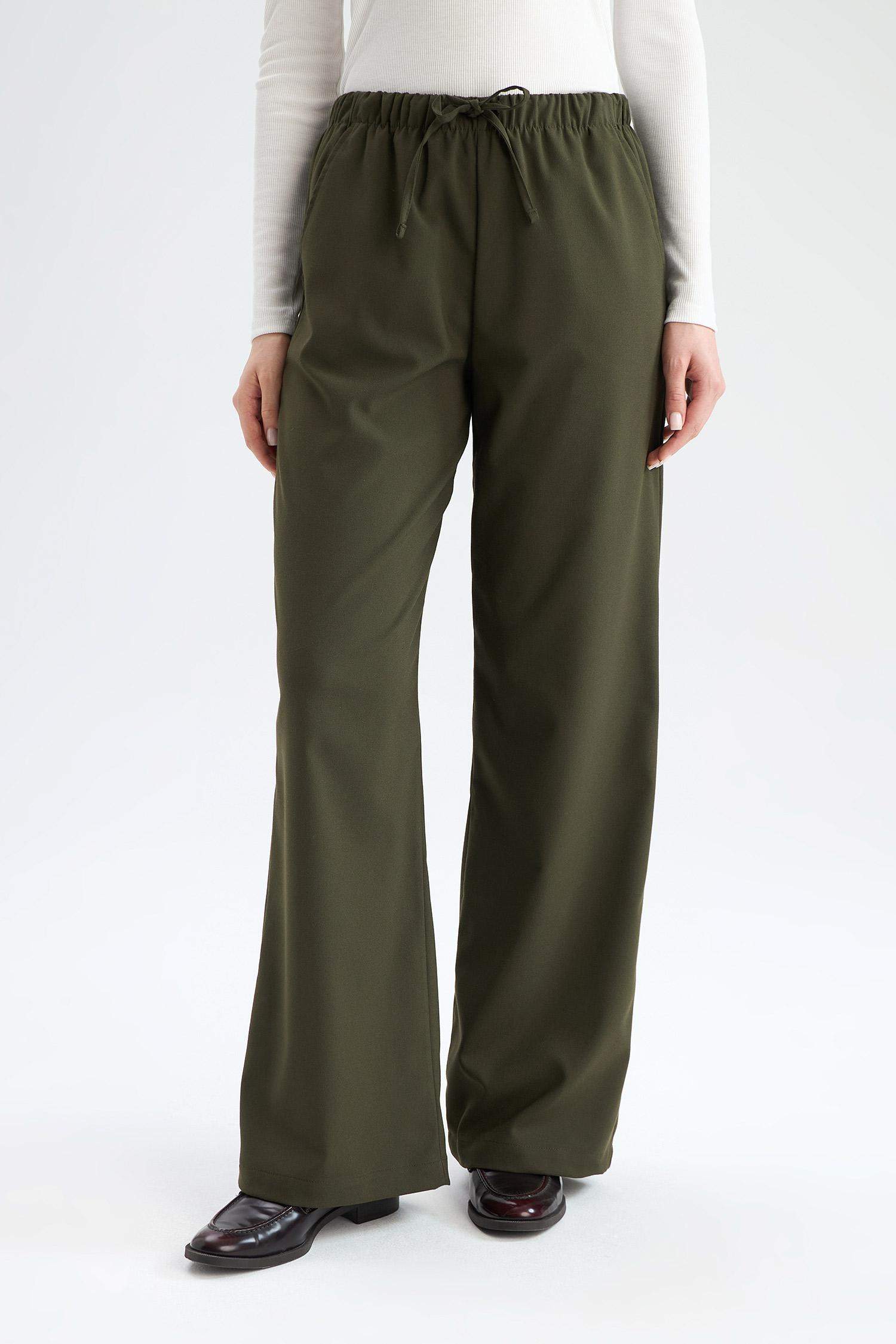 Wide Leg Geniş Paça Beli Lastikli Bağcıklı Basic Düz Palazzo Pantolon