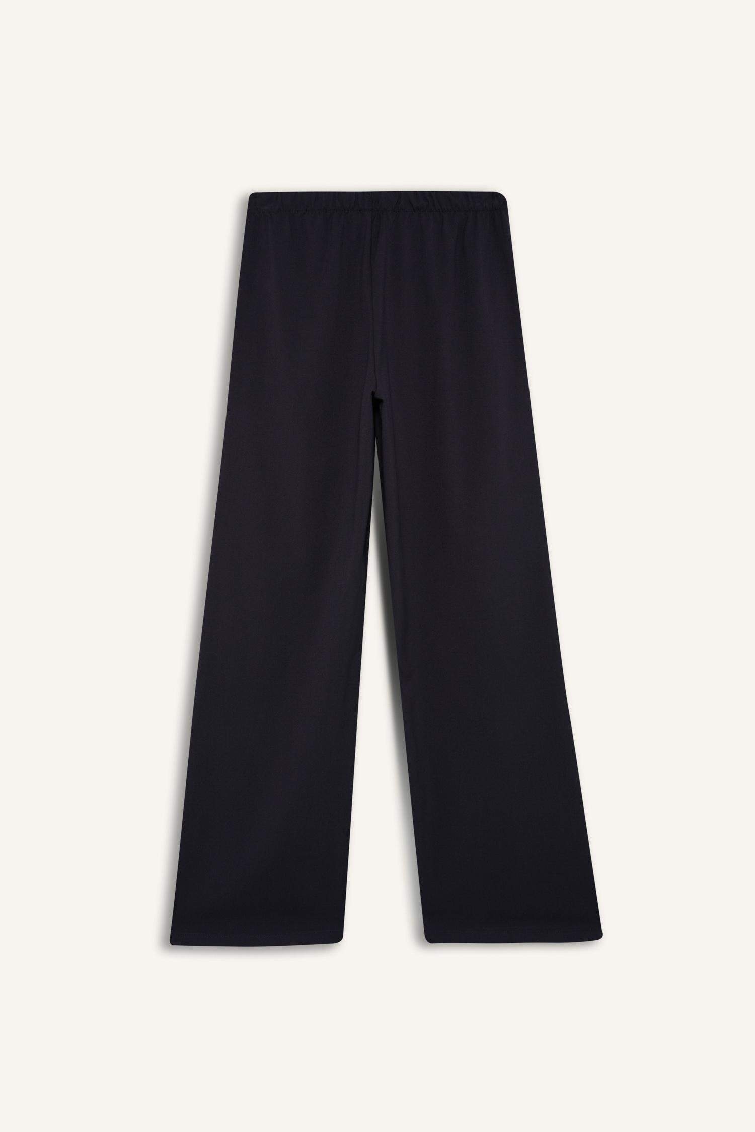 Wide Leg Geniş Paça Beli Lastikli Bağcıklı Basic Düz Palazzo Pantolon