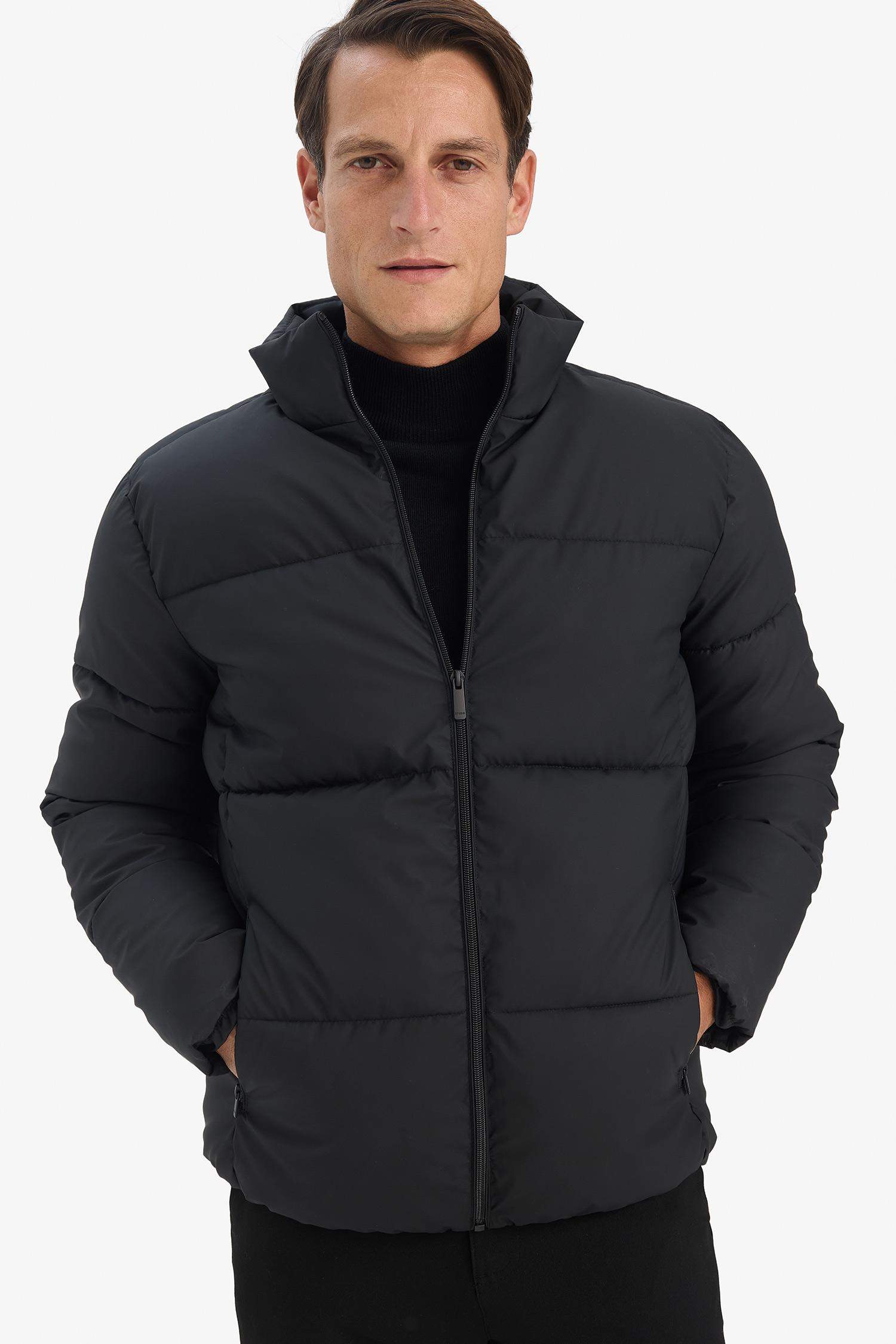 Su İtici Slim Fit Dar Kesim Dik Yaka Astarlı Fermuarlı Rüzgar Geçirmez Şişme Mont