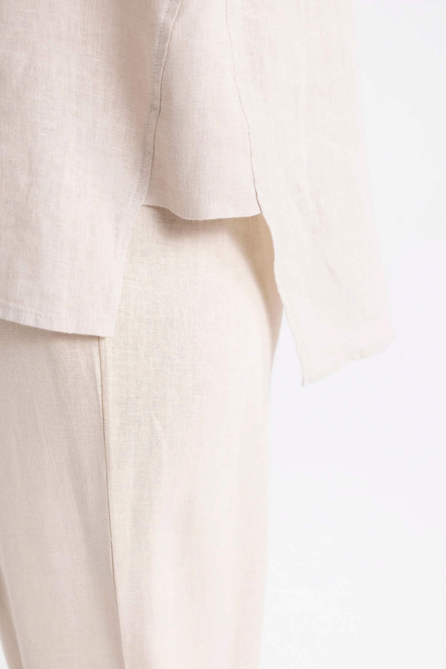 Tunique Chemise en Lin Coupe Relax Manches Longues